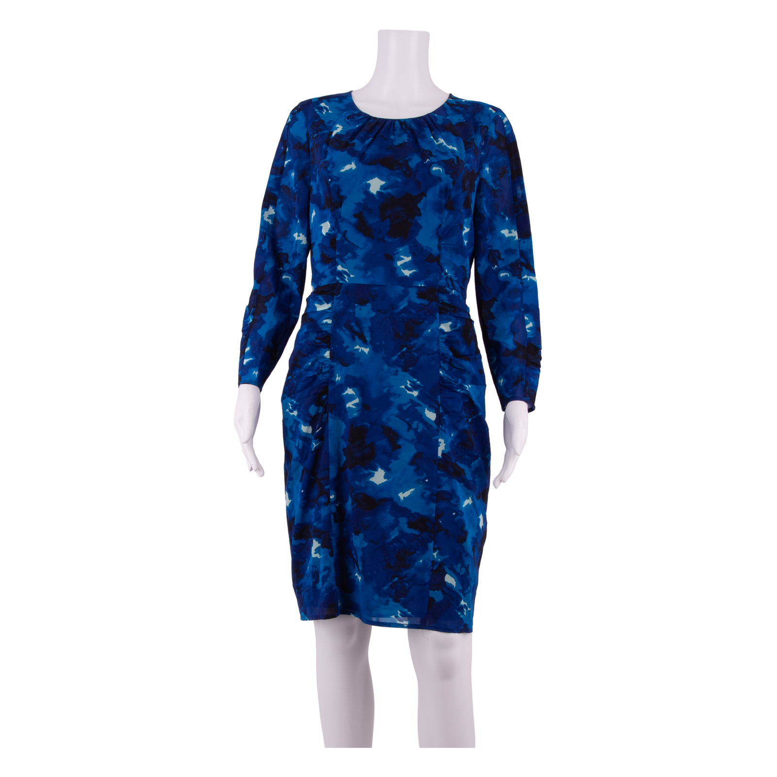 WHISTLES Womens Pencil Dress Blue Silk Crazy Pattern Knee Length UK 12 Refurbished - N/A refurbished available on Cerqular