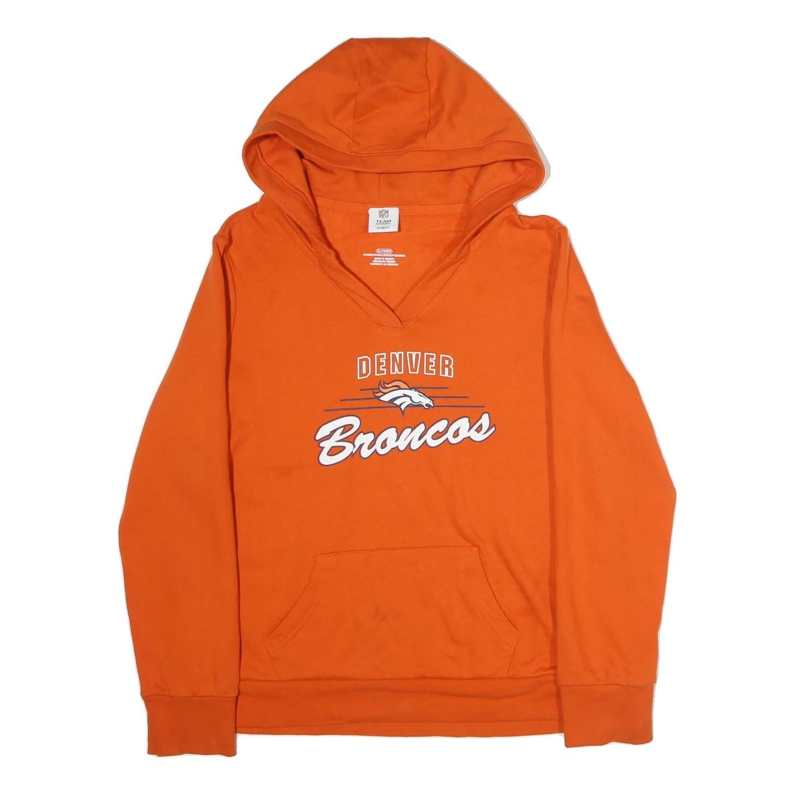 NFL Mens Orange Denver Broncos Hoodie XL Cotton Pullover Sweatshirt Refurbished - N/A refurbished available on Cerqular