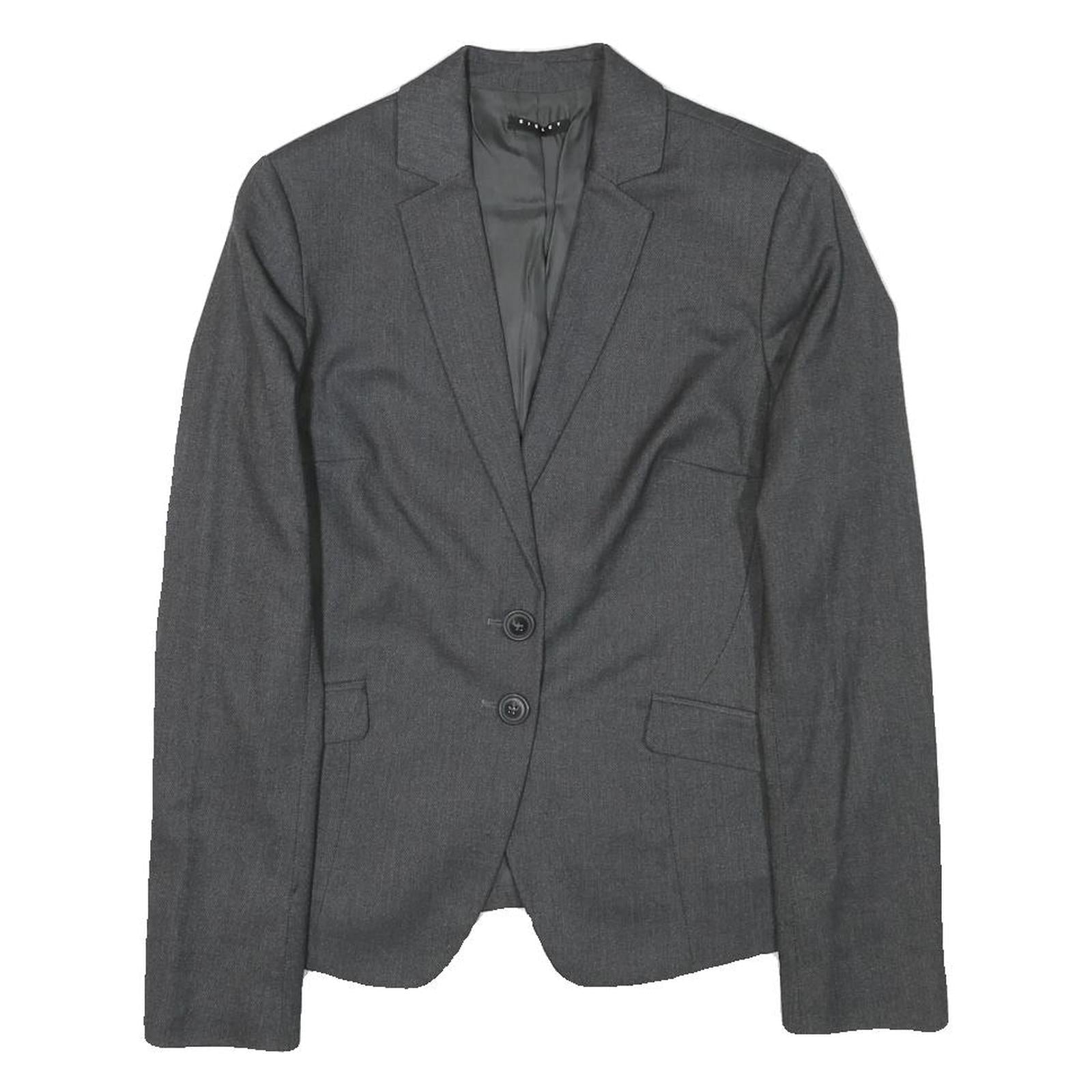 SISLEY Womens Grey Wool Blend Blazer Jacket S Woven Tailored Button Closure Refurbished - N/A refurbished available on Cerqular