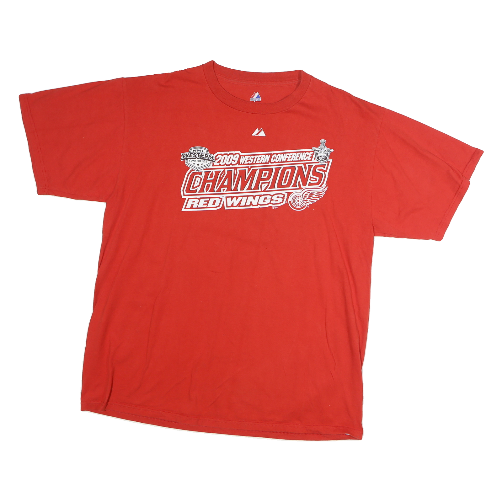 MAJESTIC Mens Red 2009 Western Conference Champions Graphic T-Shirt XL Short Refurbished - N/A refurbished available on Cerqular