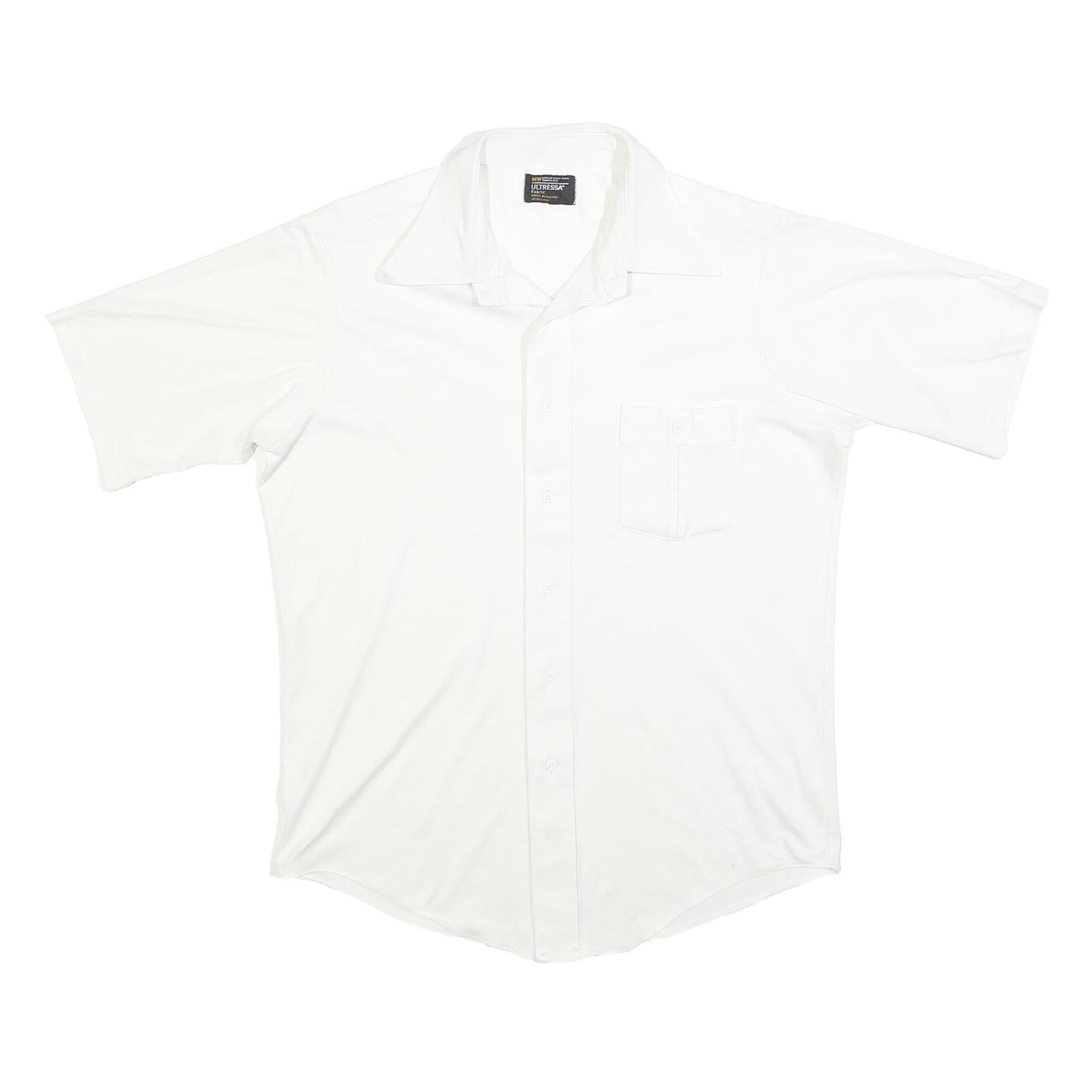 JC PENNY Mens White Shirt L Polyester Short Sleeve Button Collar Casual Refurbished - N/A refurbished available on Cerqular