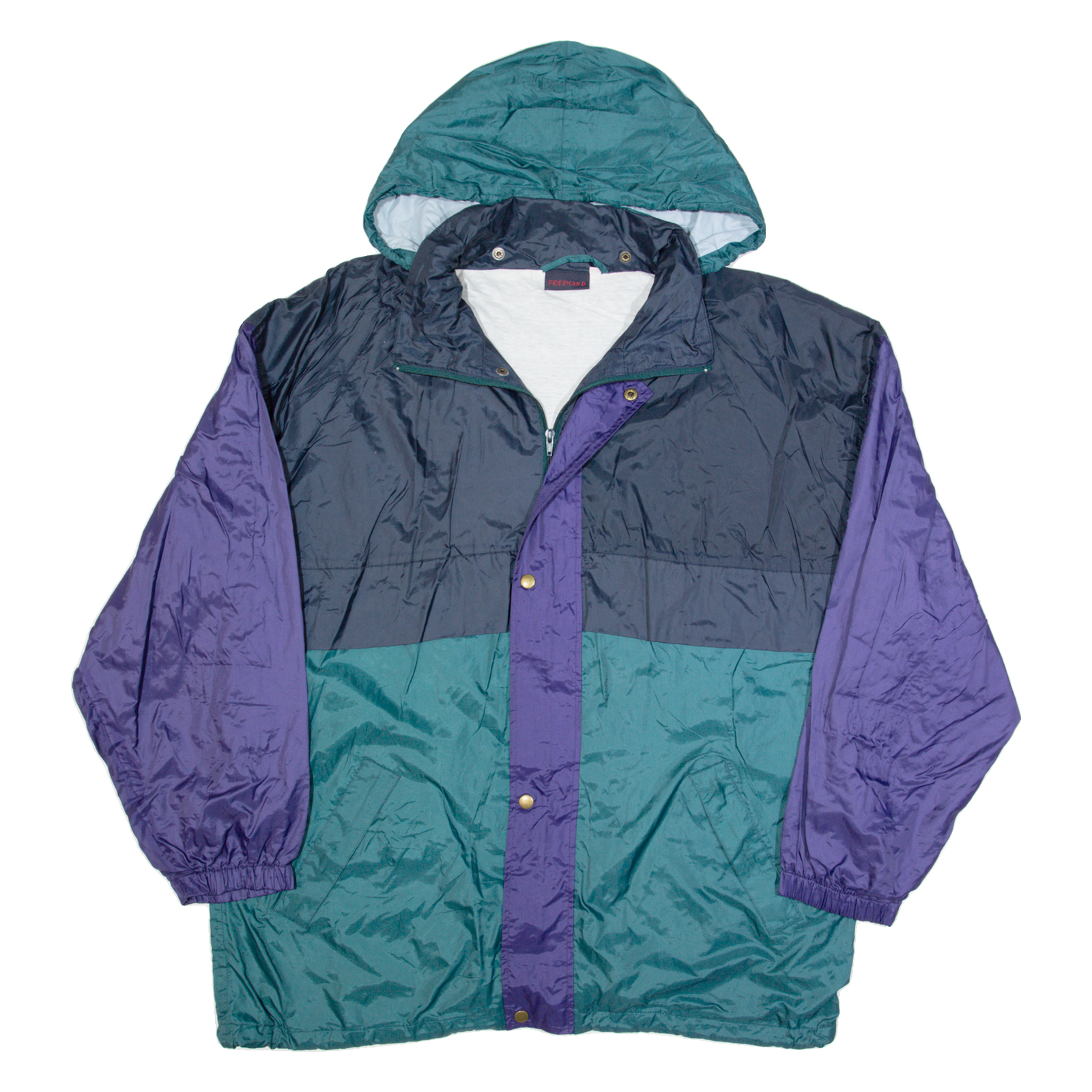 FREEHAND Mens Rain Jacket Green 90s USA Colourblock L Refurbished - N/A refurbished available on Cerqular