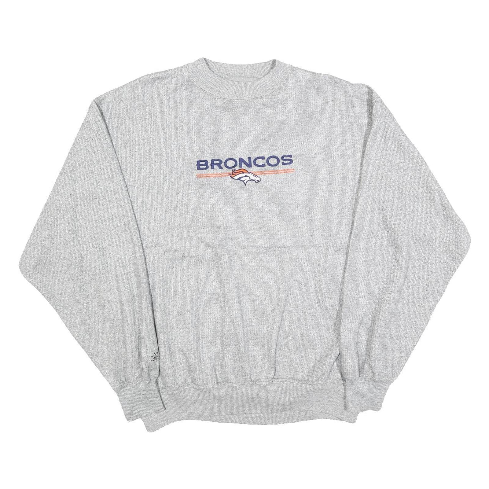 MAJESTIC Mens Grey Broncos Crew Neck XL Cotton Blend Pullover Sweatshirt Refurbished - N/A refurbished available on Cerqular