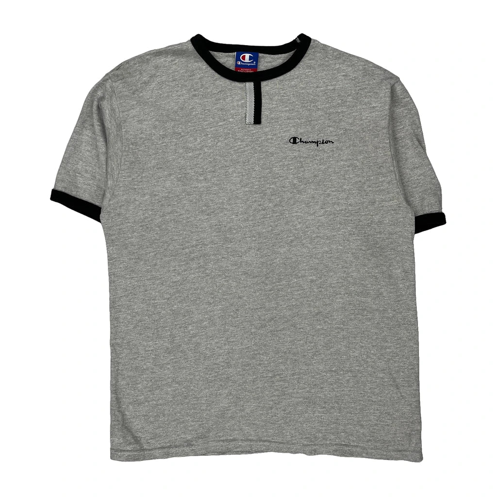 Champion T-Shirt - XL Black Cotton Refurbished - Thrifted (note: this is a term often used to describe second- refurbished available on Cerqular
