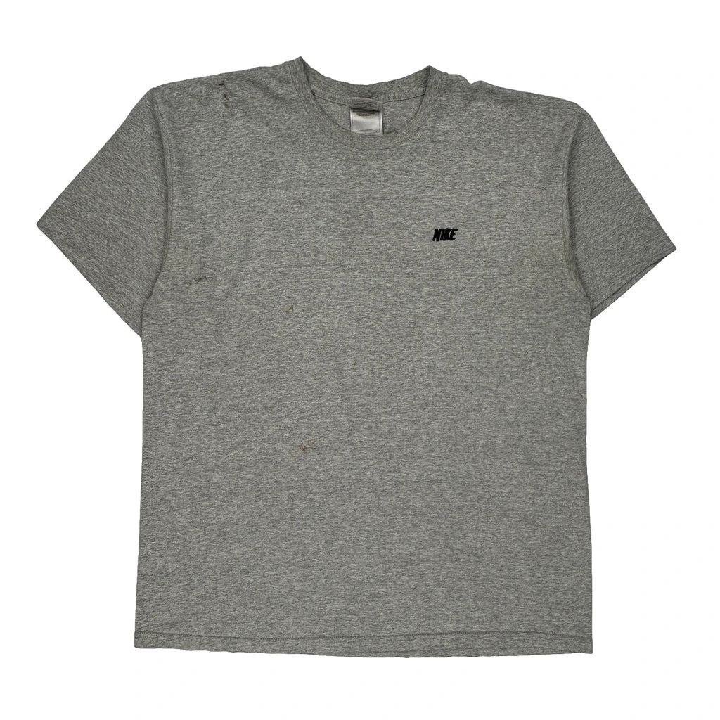 Nike T-Shirt - Large Grey Cotton Refurbished - Thrifted (note: this is a term often used to describe second- refurbished available on Cerqular