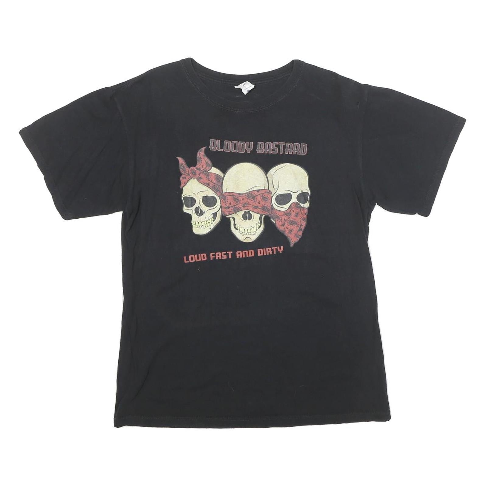 ANVIL Mens Black Graphic T-Shirt M Short Sleeve Crew Neck Skull Bandana Refurbished - N/A refurbished available on Cerqular