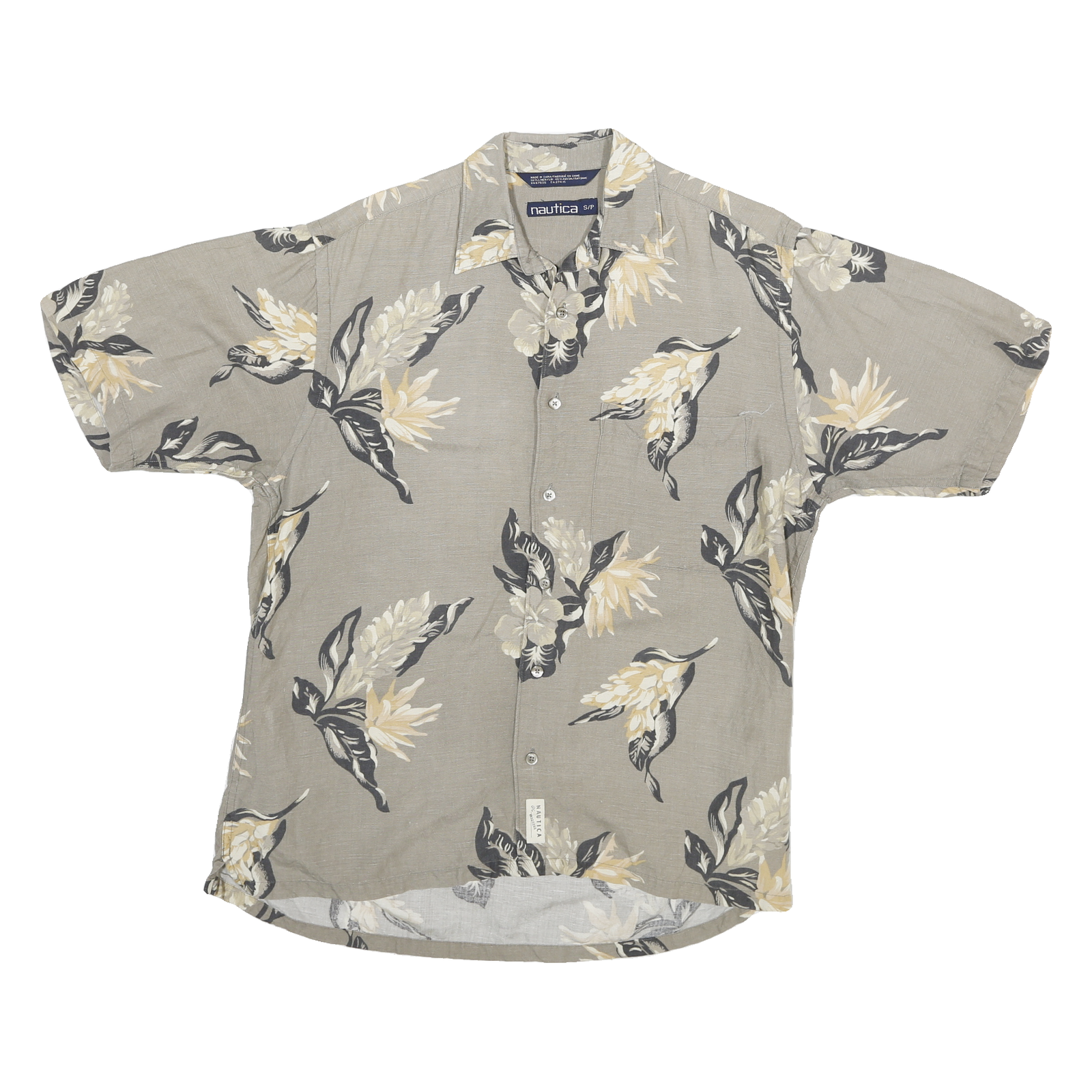 NAUTICA Mens Beige & Cream Floral Linen Blend Shirt S Summer Holiday Casual Refurbished - N/A refurbished available on Cerqular