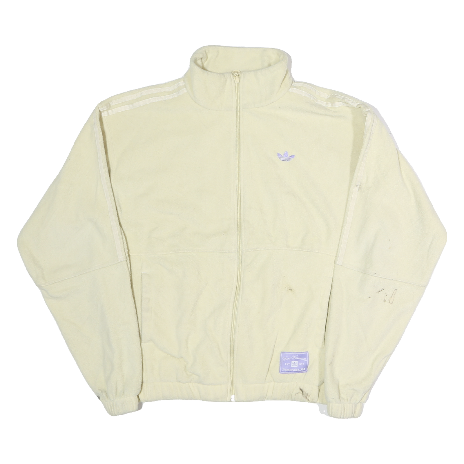 ADIDAS Womens Cream White Track Jacket M Polyester Zip Plain Casual Lightweight Refurbished - N/A refurbished available on Cerqular