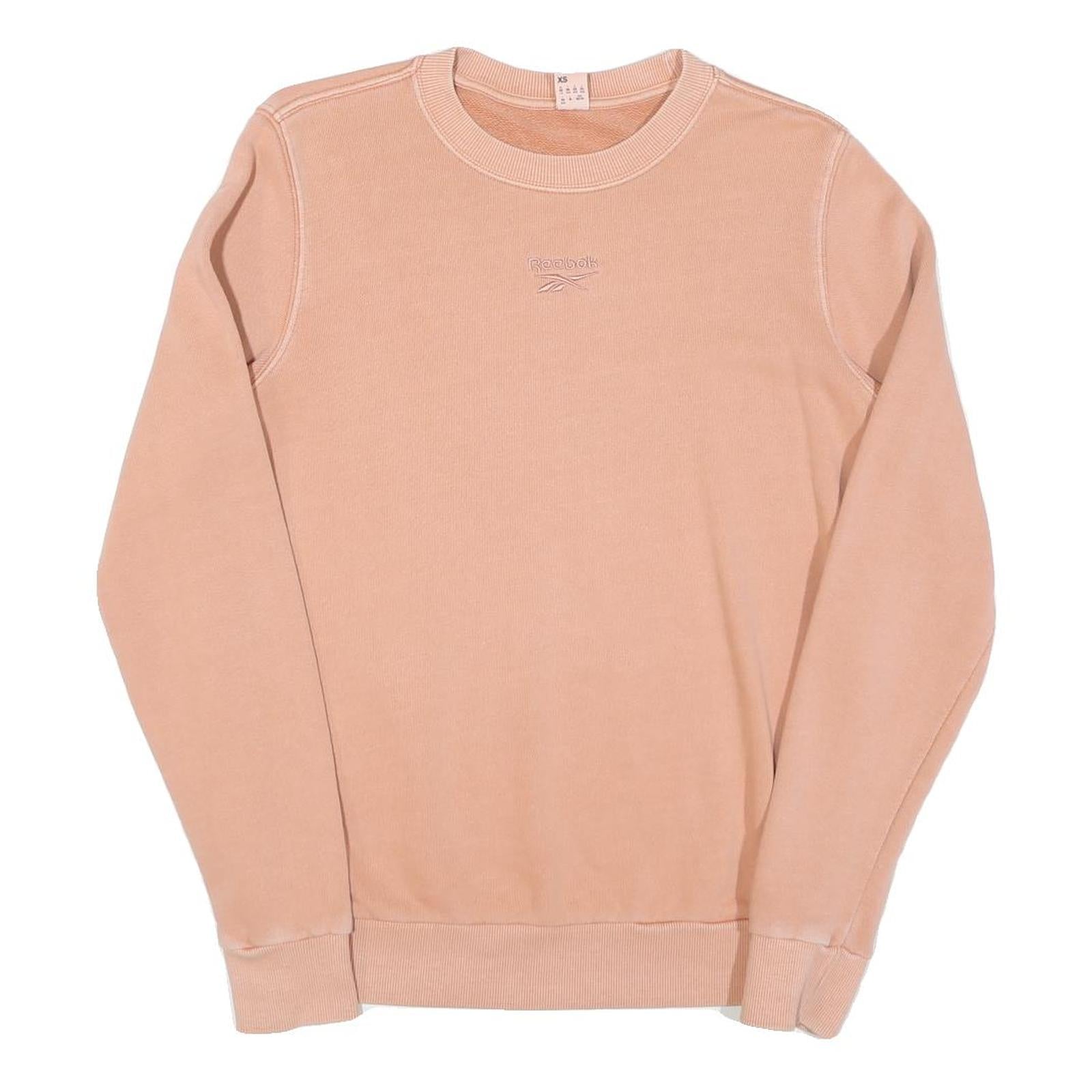 REEBOK Womens Beige XS Crew Neck Cotton Sweatshirt Embroidered Logo Casual Refurbished - N/A refurbished available on Cerqular