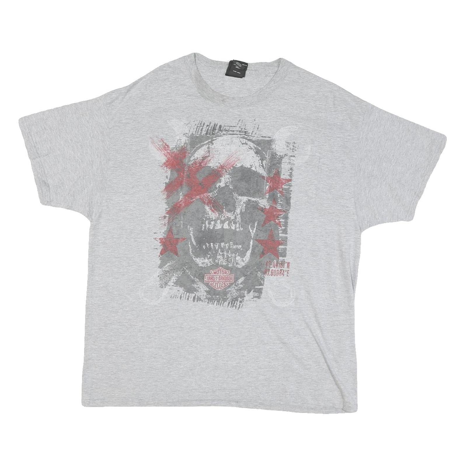 HARLEY DAVIDSON Mens Grey Skull Graphic T-Shirt XL Short Sleeve Crew Neck Refurbished - N/A refurbished available on Cerqular