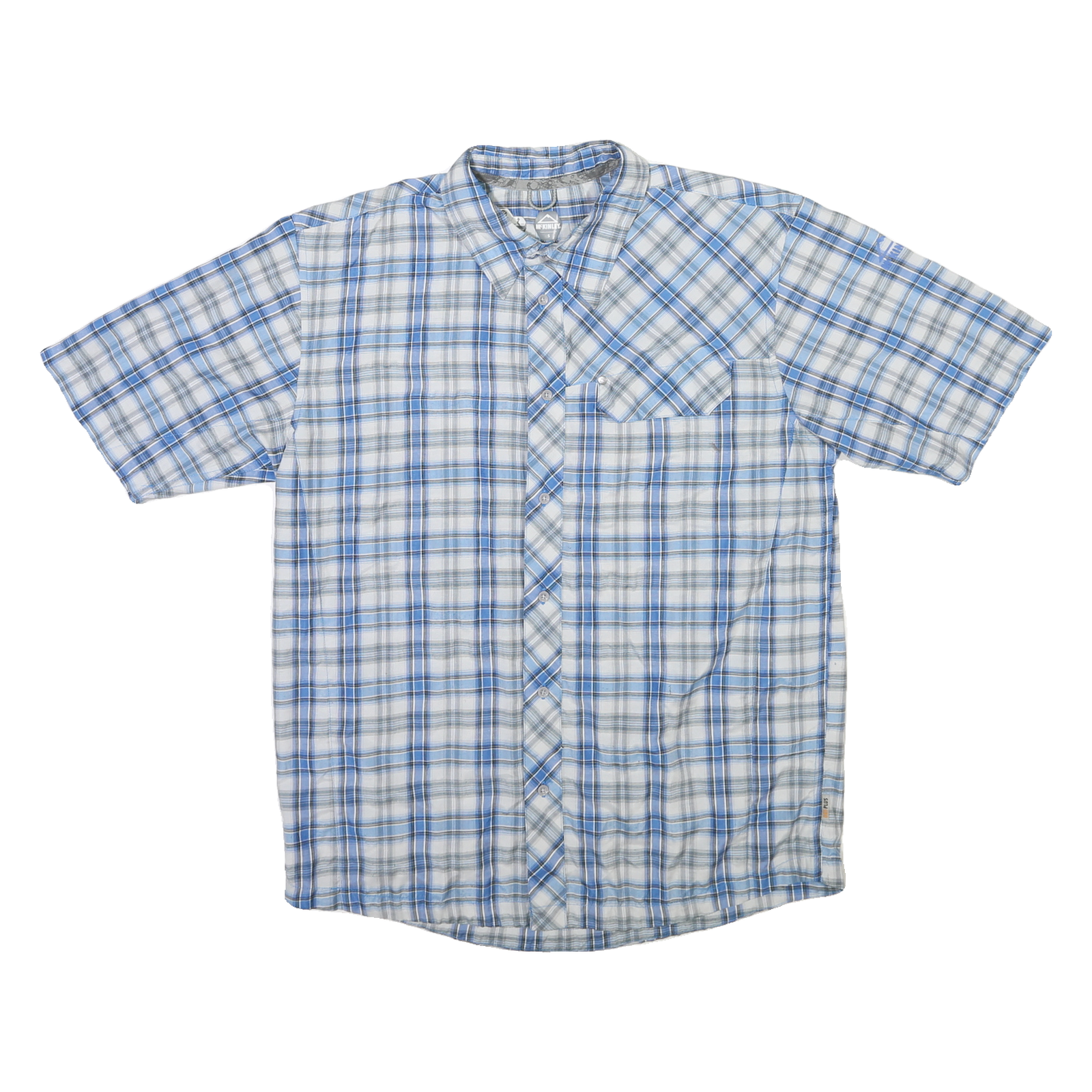 MCKINLEY Mens Blue Grey Check Short Sleeve Shirt S Casual Cotton Blend Refurbished - N/A refurbished available on Cerqular