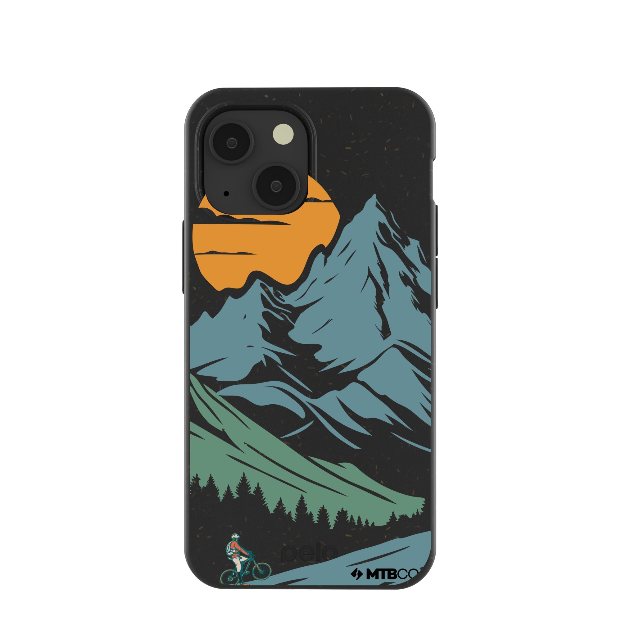 Black Vintage Peaks MTBCO iPhone 13 Mini Case Refurbished - Pela Case refurbished available on Cerqular