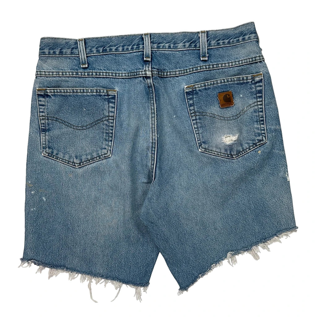 Carhartt Denim Shorts - 32W 9L Blue Denim Refurbished - Thrifted (note: this is a term often used to describe second- refurbished available on Cerqular