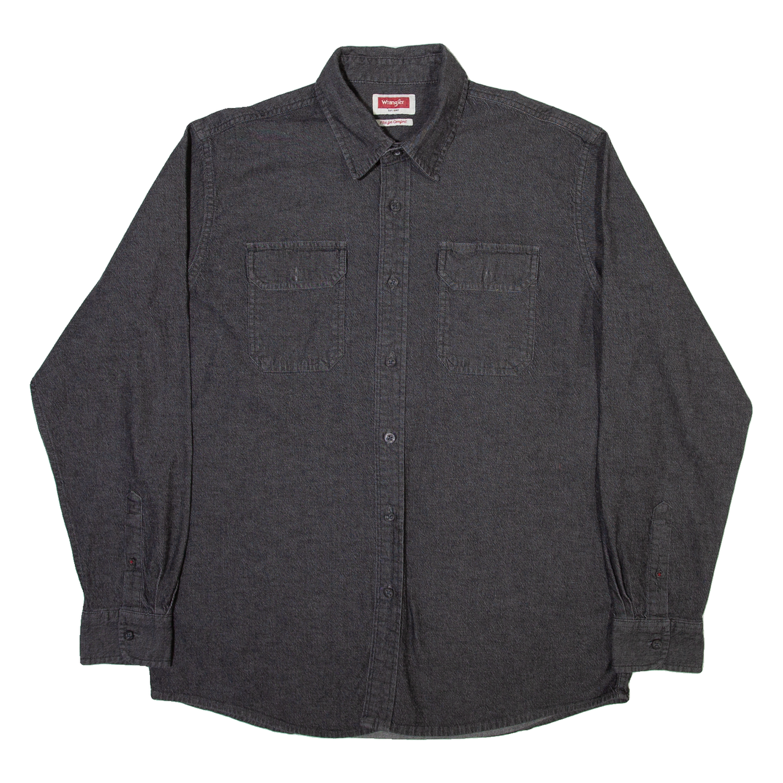 WRANGLER Mens Plain Shirt Grey Long Sleeve L Refurbished - N/A refurbished available on Cerqular