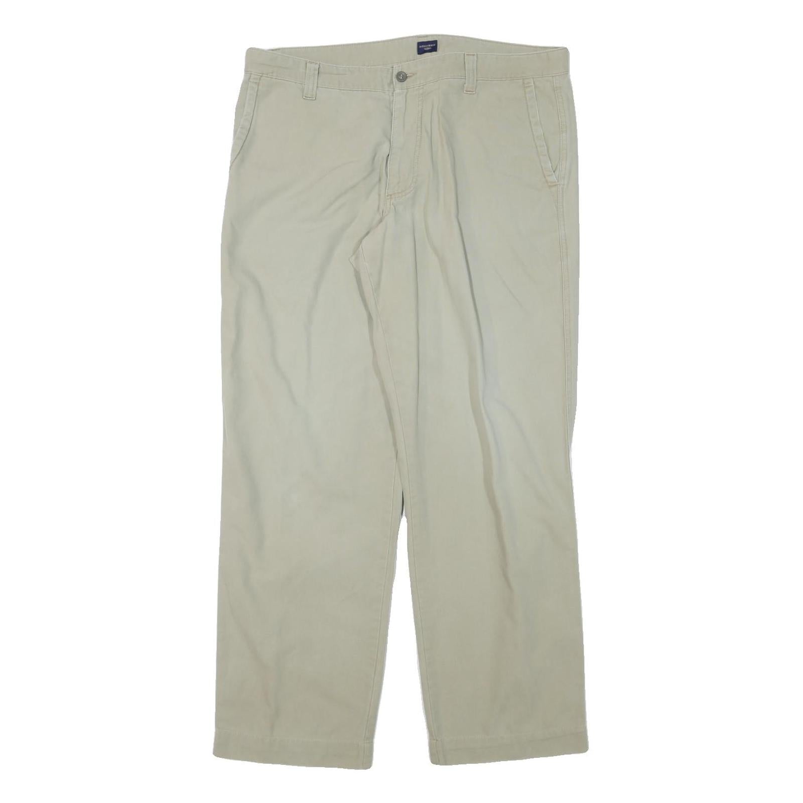 DOCKERS Mens Regular Fit Beige Cotton Blend Trousers W36 L31 Casual Zip Refurbished - N/A refurbished available on Cerqular