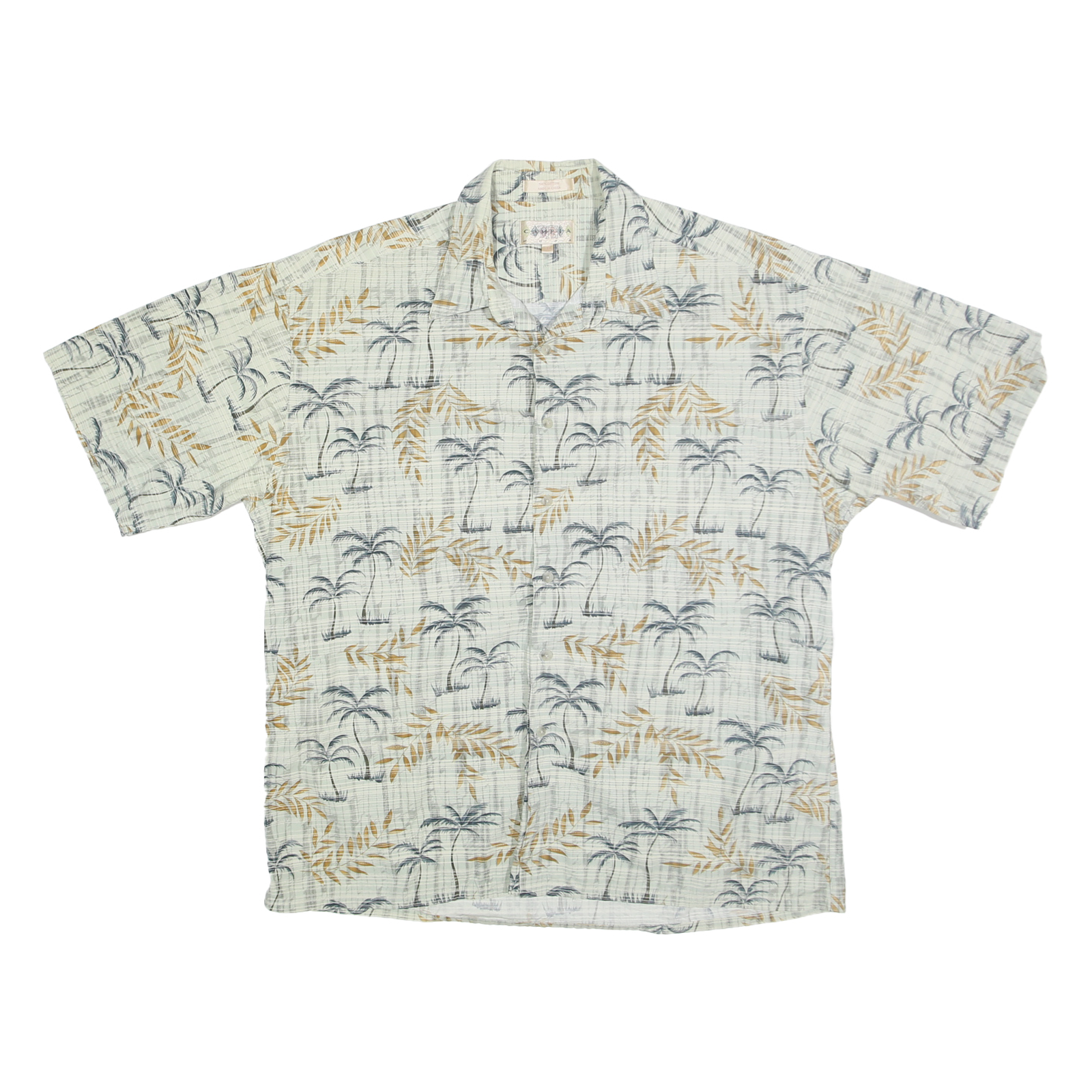 CAMPIA MODA Mens White & Beige Palm Tree Print Cotton Shirt XL Summer Casual Refurbished - N/A refurbished available on Cerqular