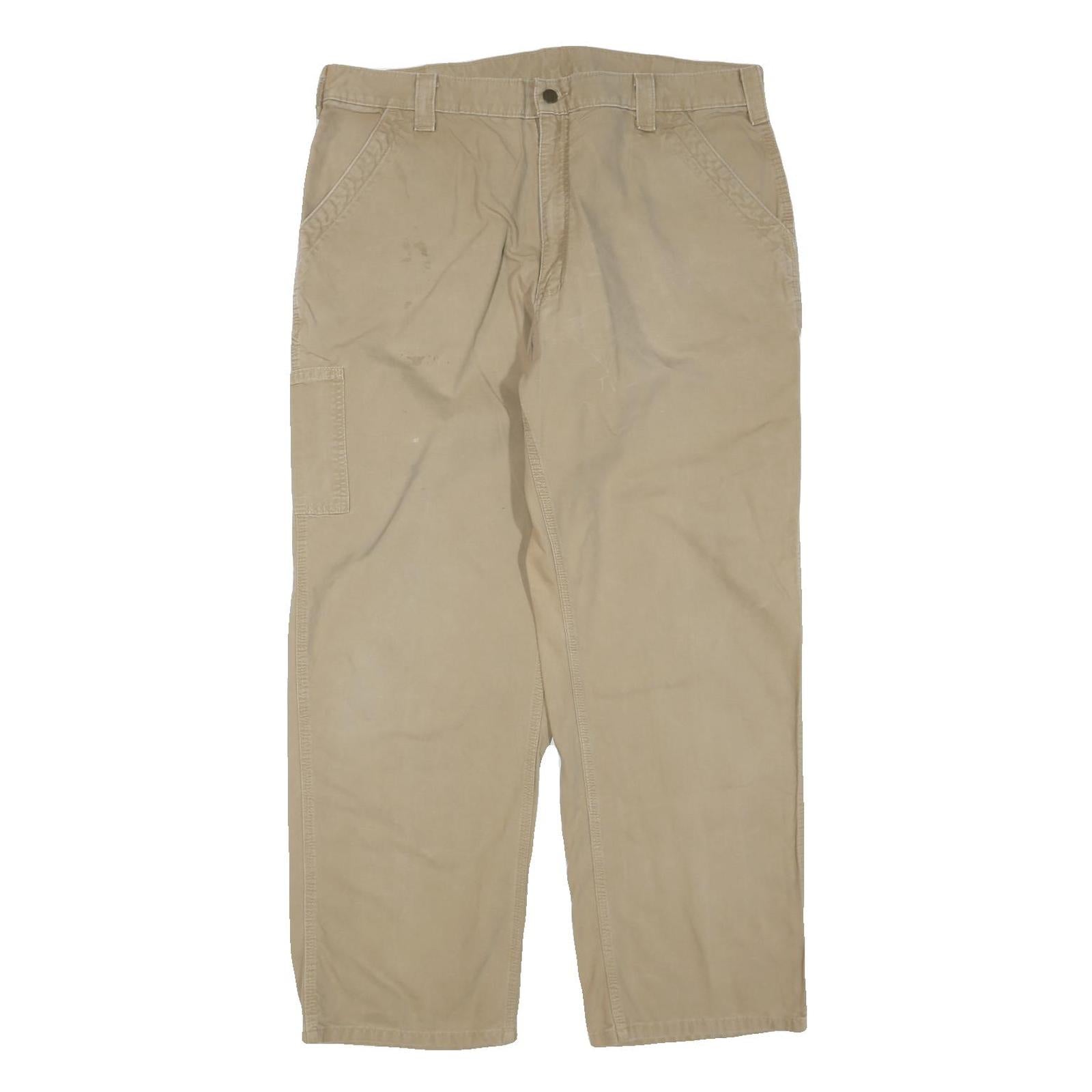 CARHARTT Mens Regular Fit Beige Cotton Blend Trousers W40 L32 Workwear Utility Refurbished - N/A refurbished available on Cerqular