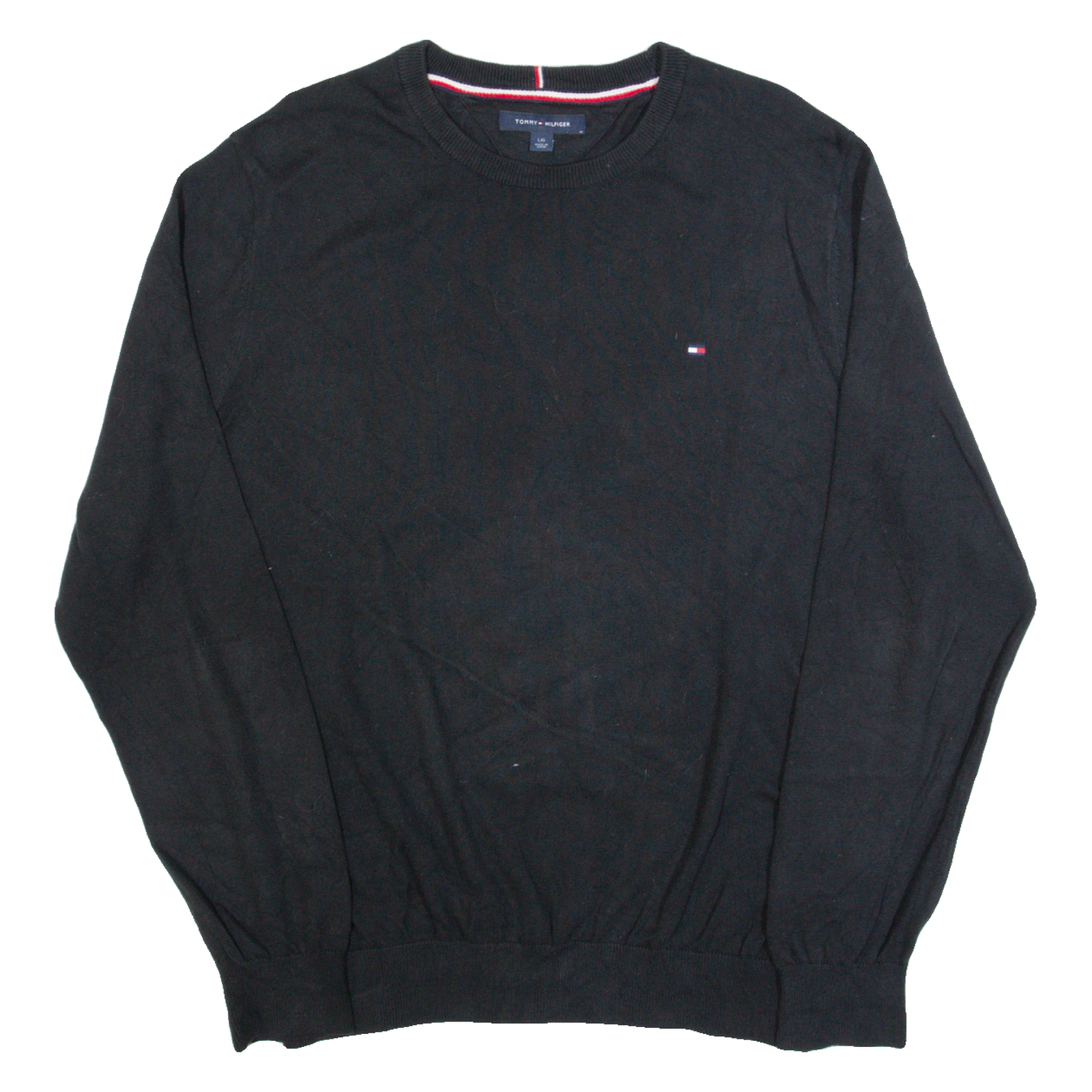 TOMMY HILFIGER Mens Jumper Black Tight Knit L Refurbished - N/A refurbished available on Cerqular