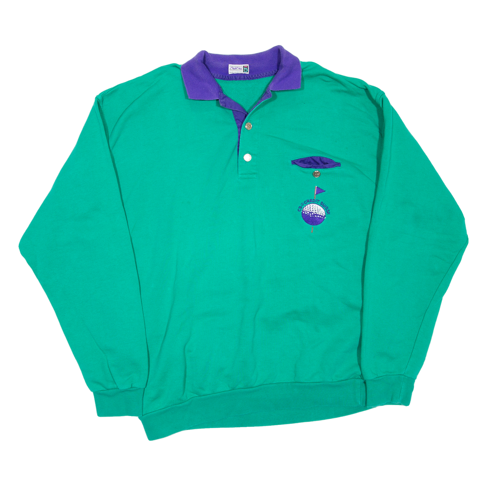 STEFFNER Golf 1/4 Button Mens Sweatshirt Green Collared 90s L Refurbished - N/A refurbished available on Cerqular
