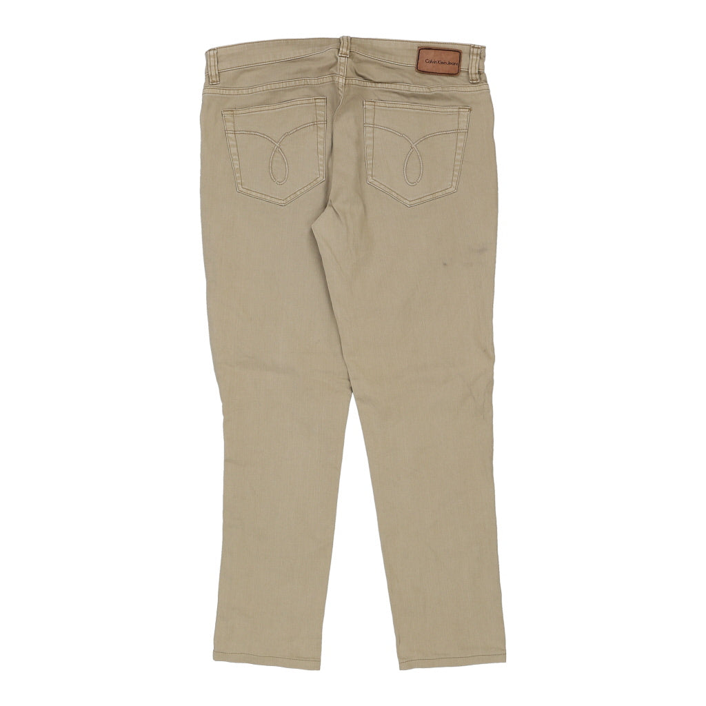 Calvin Klein Jeans Skinny Trousers - 36W 29L Beige Cotton Refurbished - Thrifted (note: this is a term often used to describe second- refurbished available on Cerqular