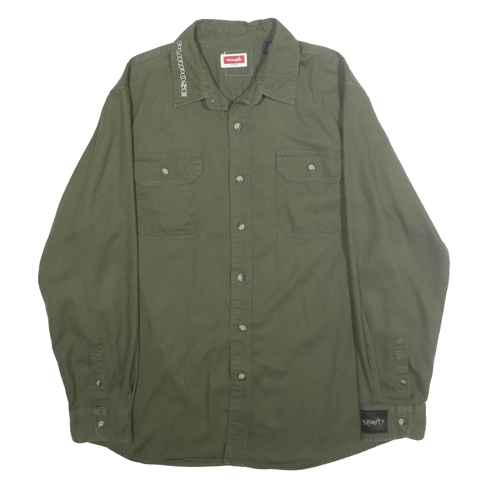 Buy WRANGLER Mens Green Cotton Blend Casual Shirt L Button Pocket Long Sleeve Refurbished - $31.19 WRANGLER Mens Green Cotton Blend Casual Shirt L Button Pocket Long Sleeve Refurbished - N/A refurbished available on Cerqular