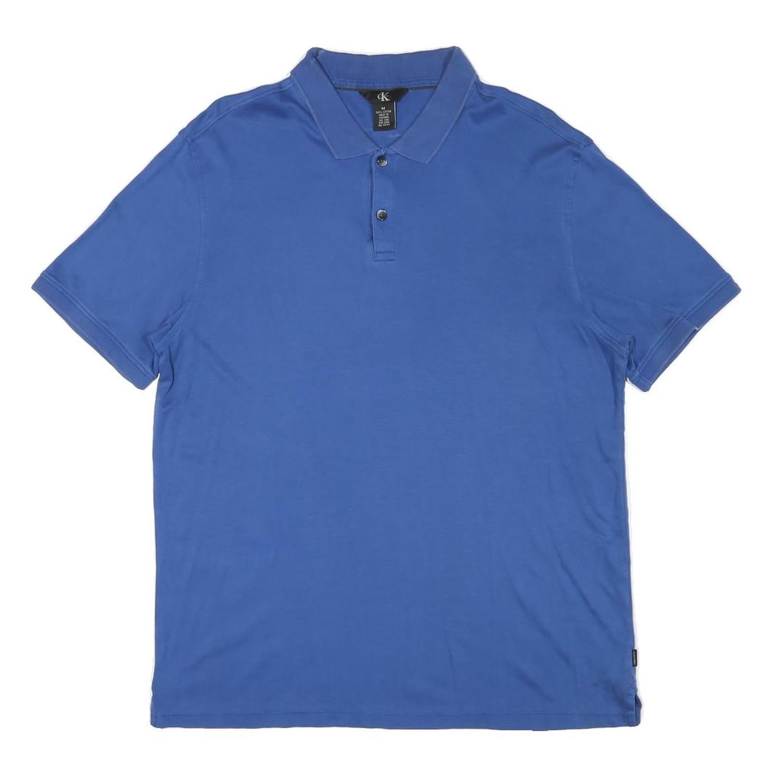 CALVIN KLEIN Mens Blue Polo Shirt M Cotton Blend Short Sleeve Plain Classic Fit Refurbished - N/A refurbished available on Cerqular