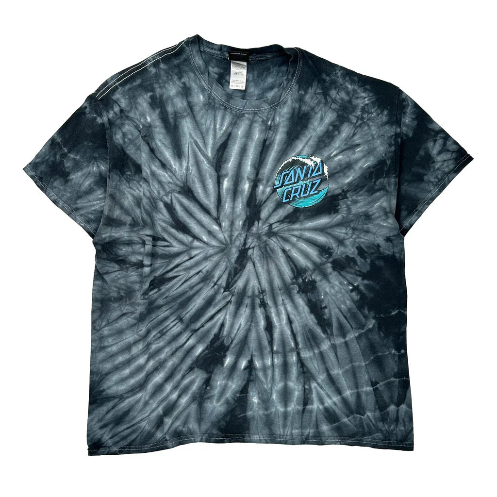 Santa Cruz Tie-Dye T-Shirt - XL Black Cotton Refurbished - Thrifted (note: this is a term often used to describe second- refurbished available on Cerqular