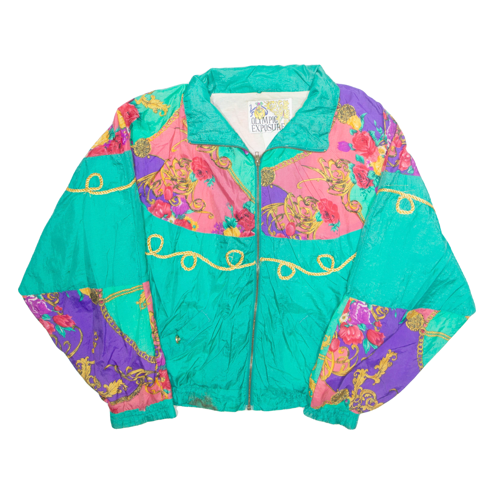OLYMPIC EXPOSURE Womens Shell Jacket Green Nylon Floral L Refurbished - N/A refurbished available on Cerqular