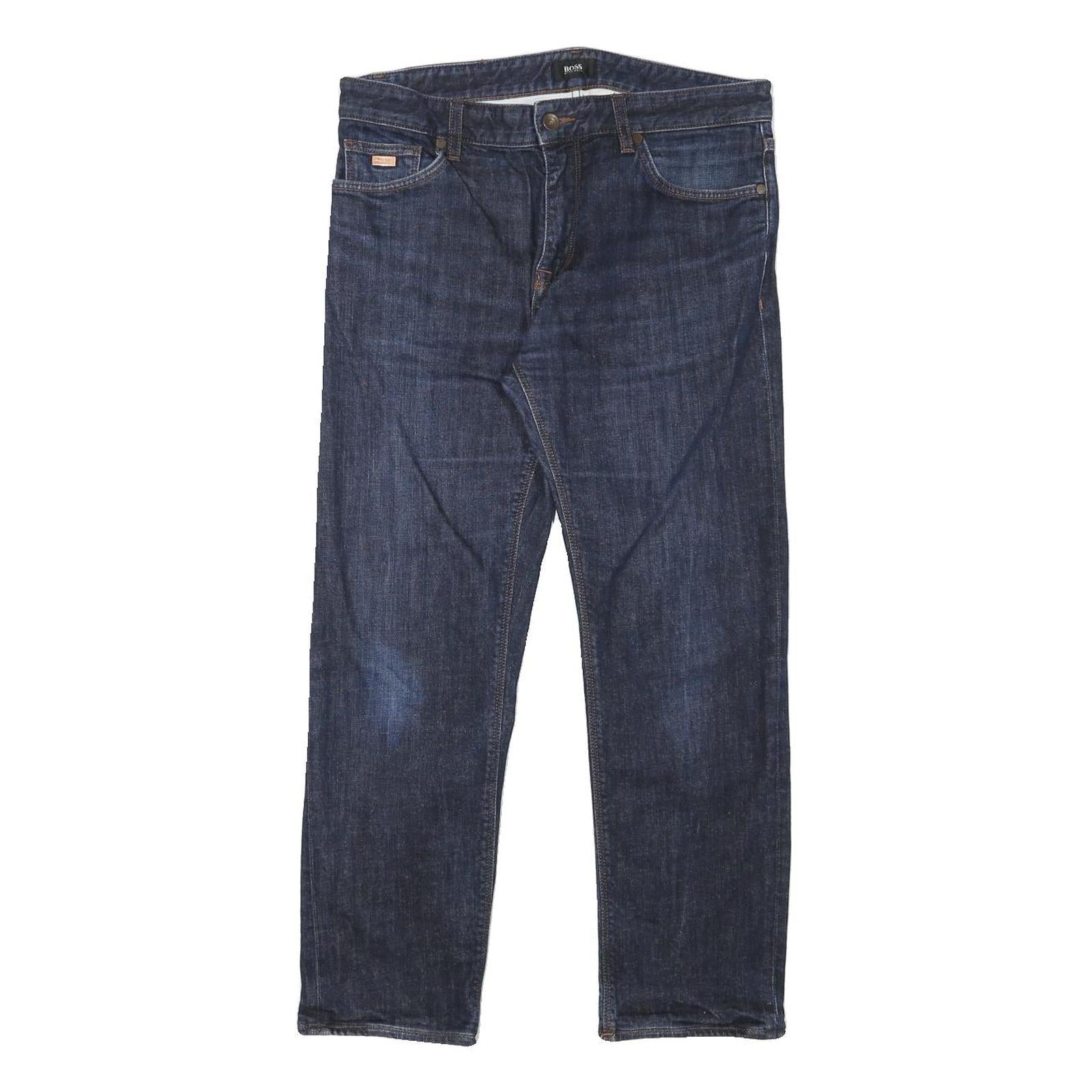 BOSS Mens Jeans Blue Regular Straight Denim Medium W32 L27 Stylish Classic Zip Refurbished - N/A refurbished available on Cerqular