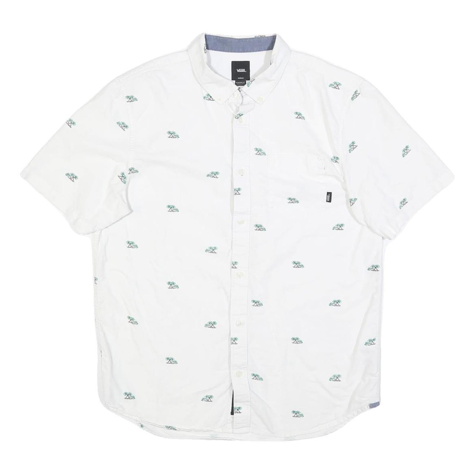 VANS Mens White & Green Palm Tree Print Shirt M Summer Casual Cotton Blend Refurbished - N/A refurbished available on Cerqular