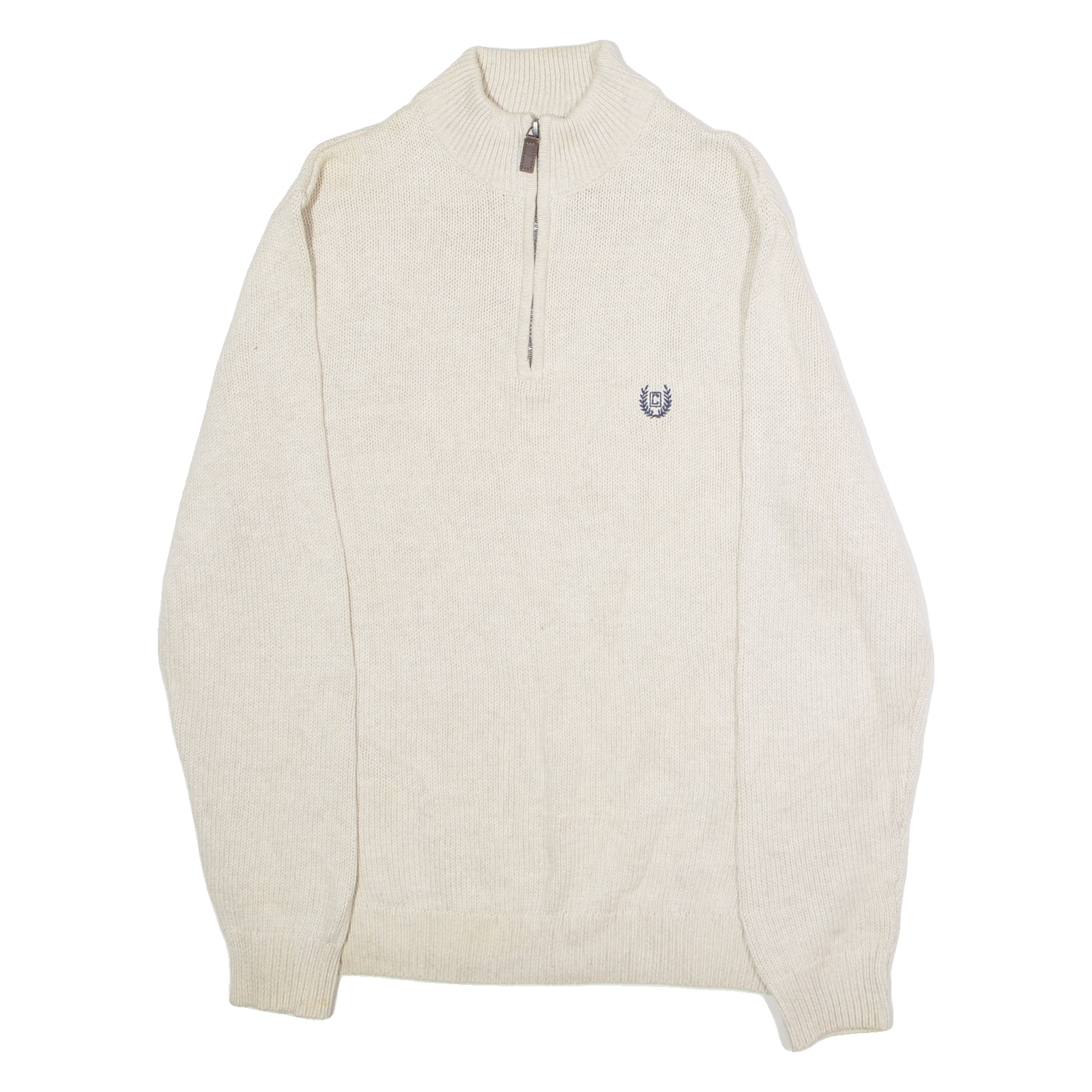 CHAPS Mens Jumper Beige 1/4 Zip Tight Knit M Refurbished - N/A refurbished available on Cerqular