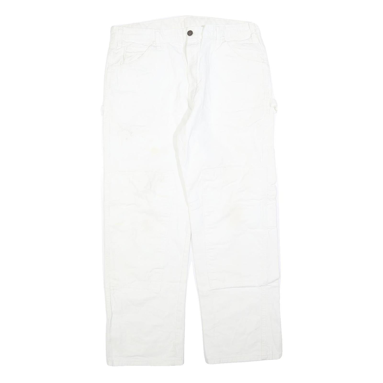 DICKIES Mens Relaxed White Cotton Blend Jeans W36 L30 Workwear Utility Zip Refurbished - N/A refurbished available on Cerqular