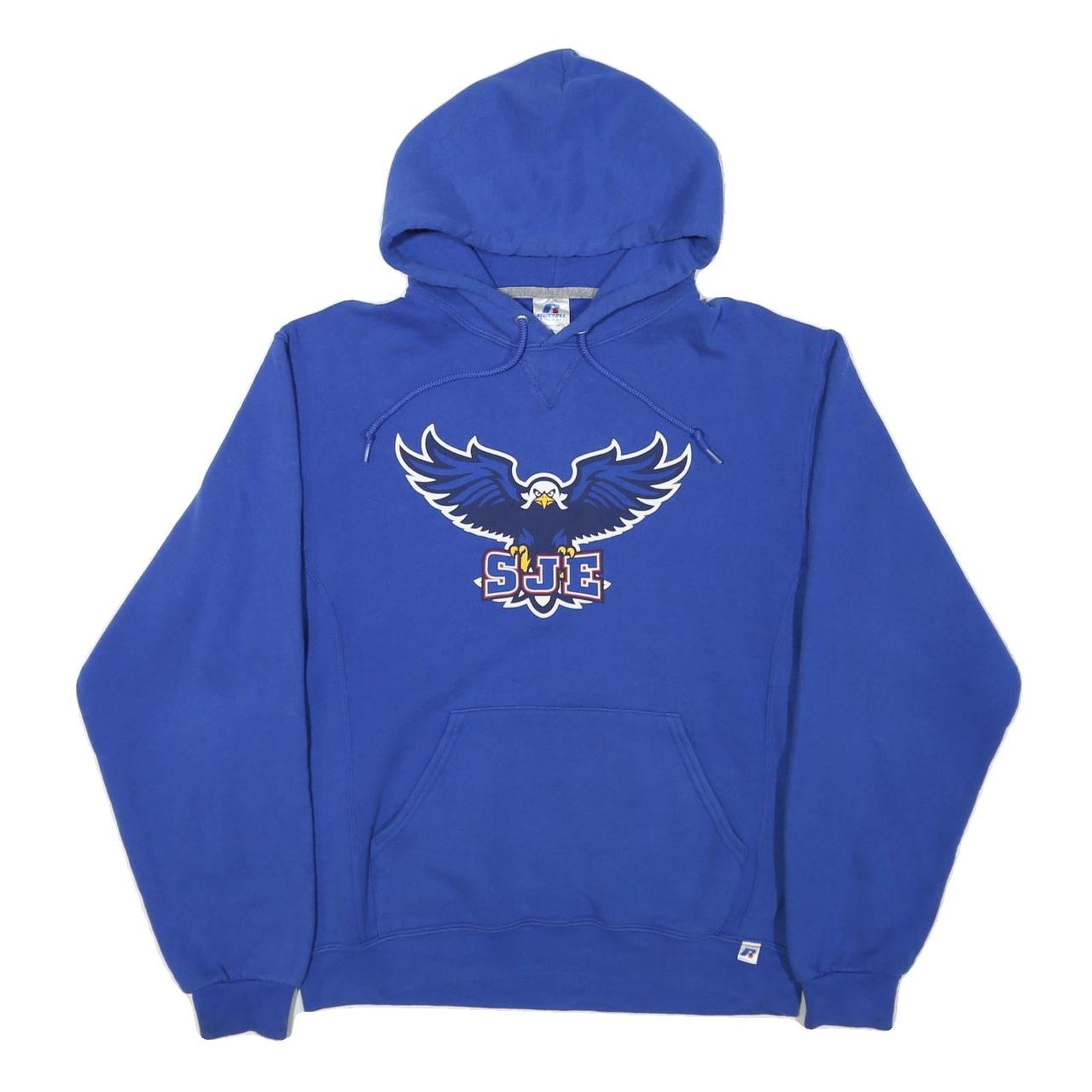 RUSSELL ATHLETIC Mens Blue Hoodie M Pullover Cotton Blend Eagle Graphic Refurbished - N/A refurbished available on Cerqular