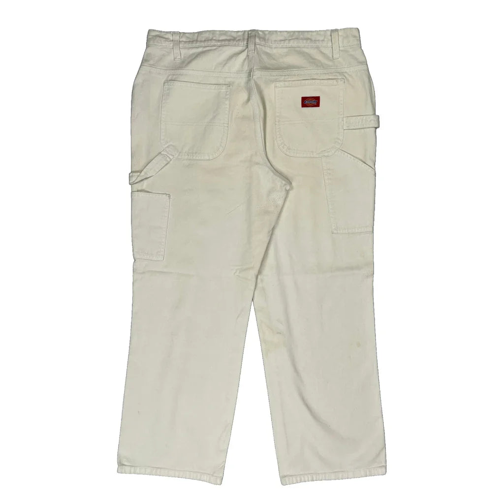Dickies Carpenter Trousers - 32W 27L White Cotton Refurbished - Thrifted (note: this is a term often used to describe second- refurbished available on Cerqular