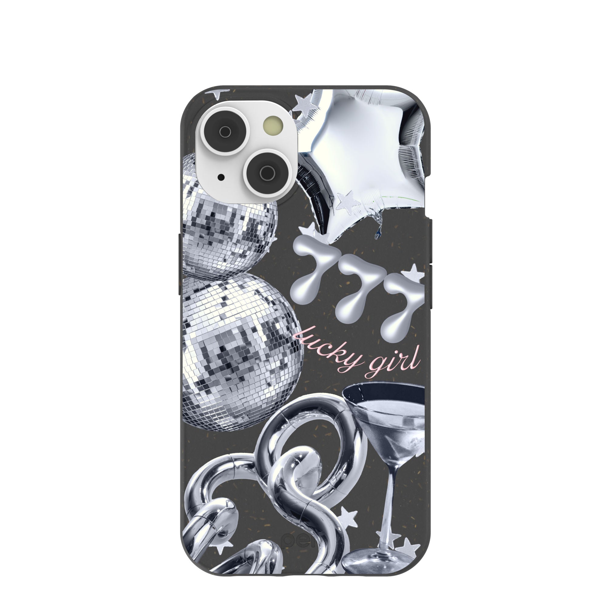 Black Cosmic Luck iPhone 14/16e Case Refurbished - Pela Case refurbished available on Cerqular