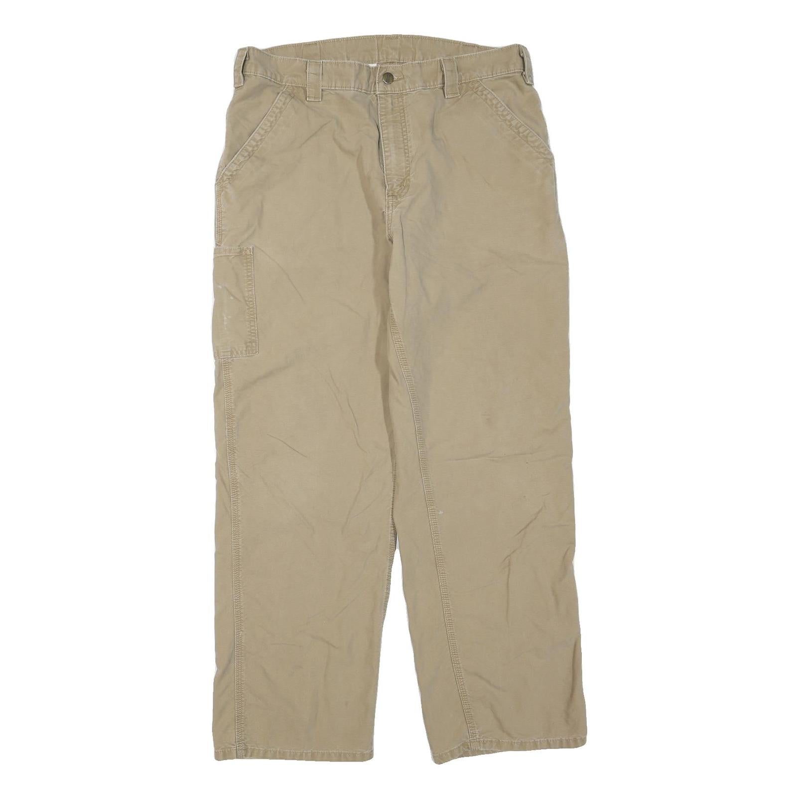 CARHARTT Mens Regular Fit Beige Cotton Blend Straight Leg Trousers W36 L32 Refurbished - N/A refurbished available on Cerqular