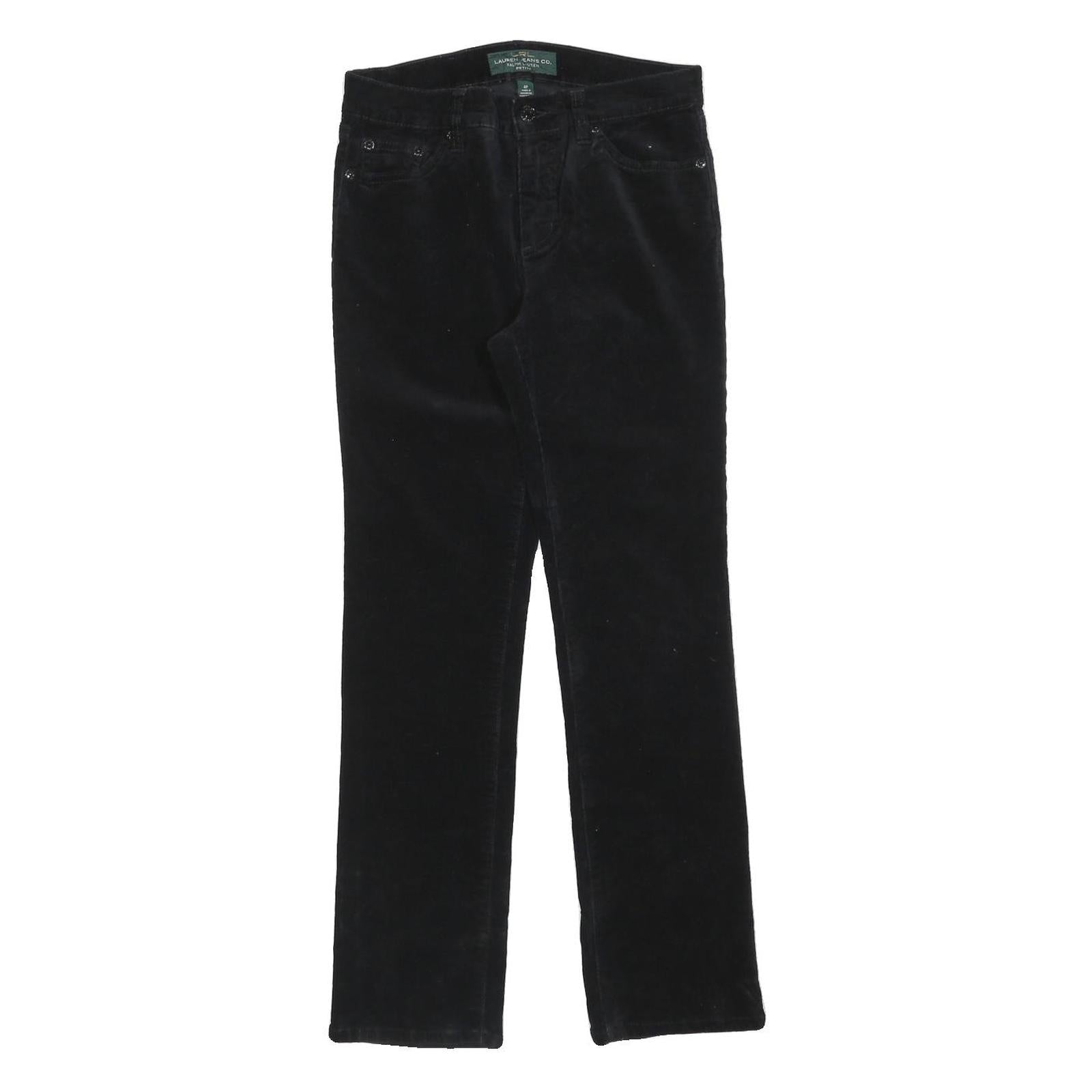LAUREN RALPH LAUREN Womens Black Cotton Blend Slim Straight Trousers W28 L28 Refurbished - N/A refurbished available on Cerqular