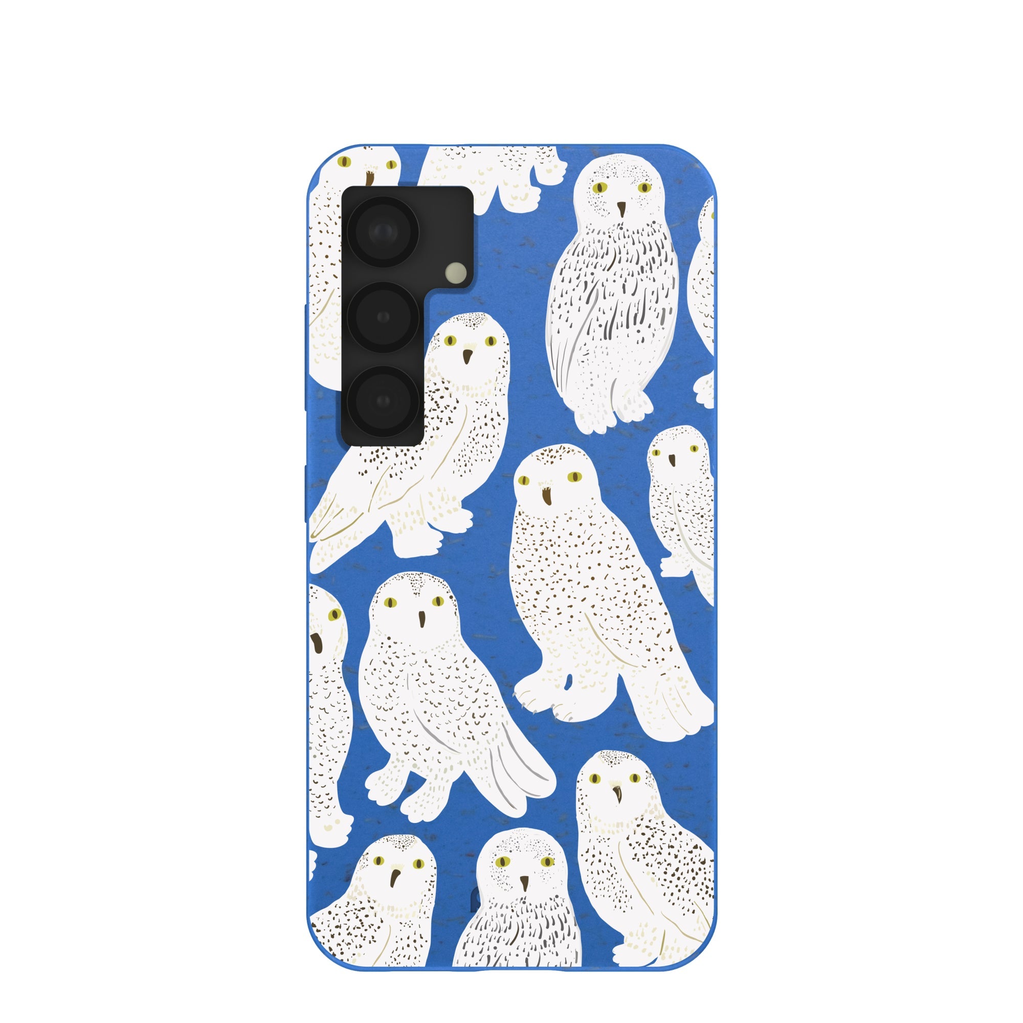 Electric Blue Snowy Owls Samsung Galaxy S25 Case Refurbished - Pela Case refurbished available on Cerqular
