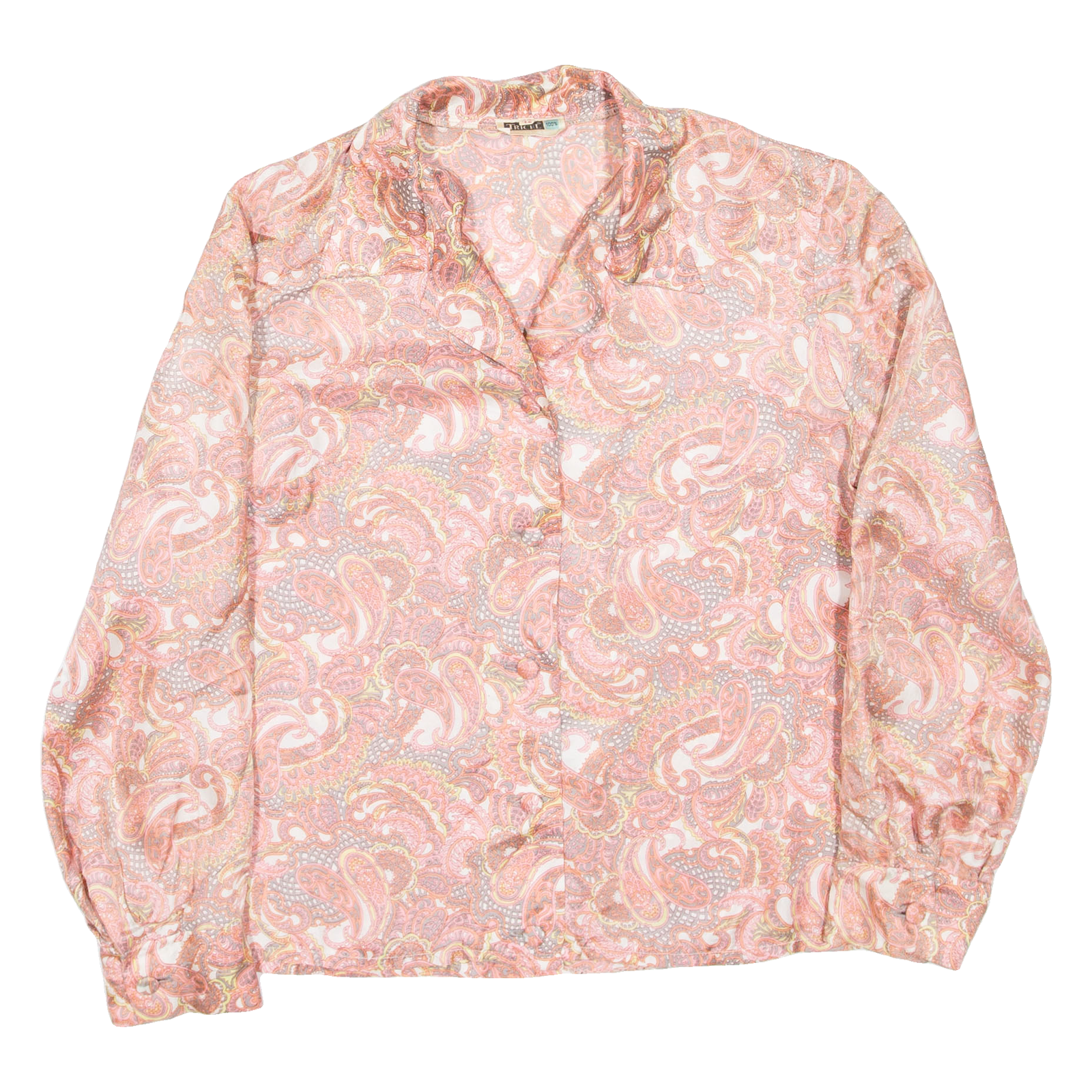 Womens Printed Shirt Pink Collared Long Sleeve Paisley L Refurbished - N/A refurbished available on Cerqular