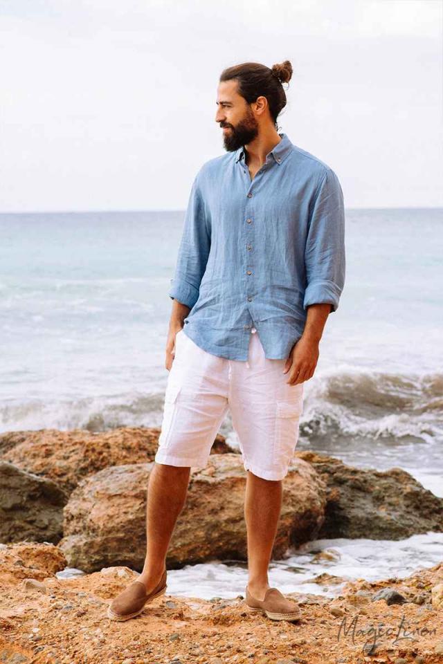 Buy Men's linen shirt Nevada - Ocean Blue | Size: XXL Refurbished - $101.40 Men's linen shirt Nevada - Ocean Blue | Size: XXL Refurbished - N/A (Note: This brand may not be well-known globally refurbished available on Cerqular