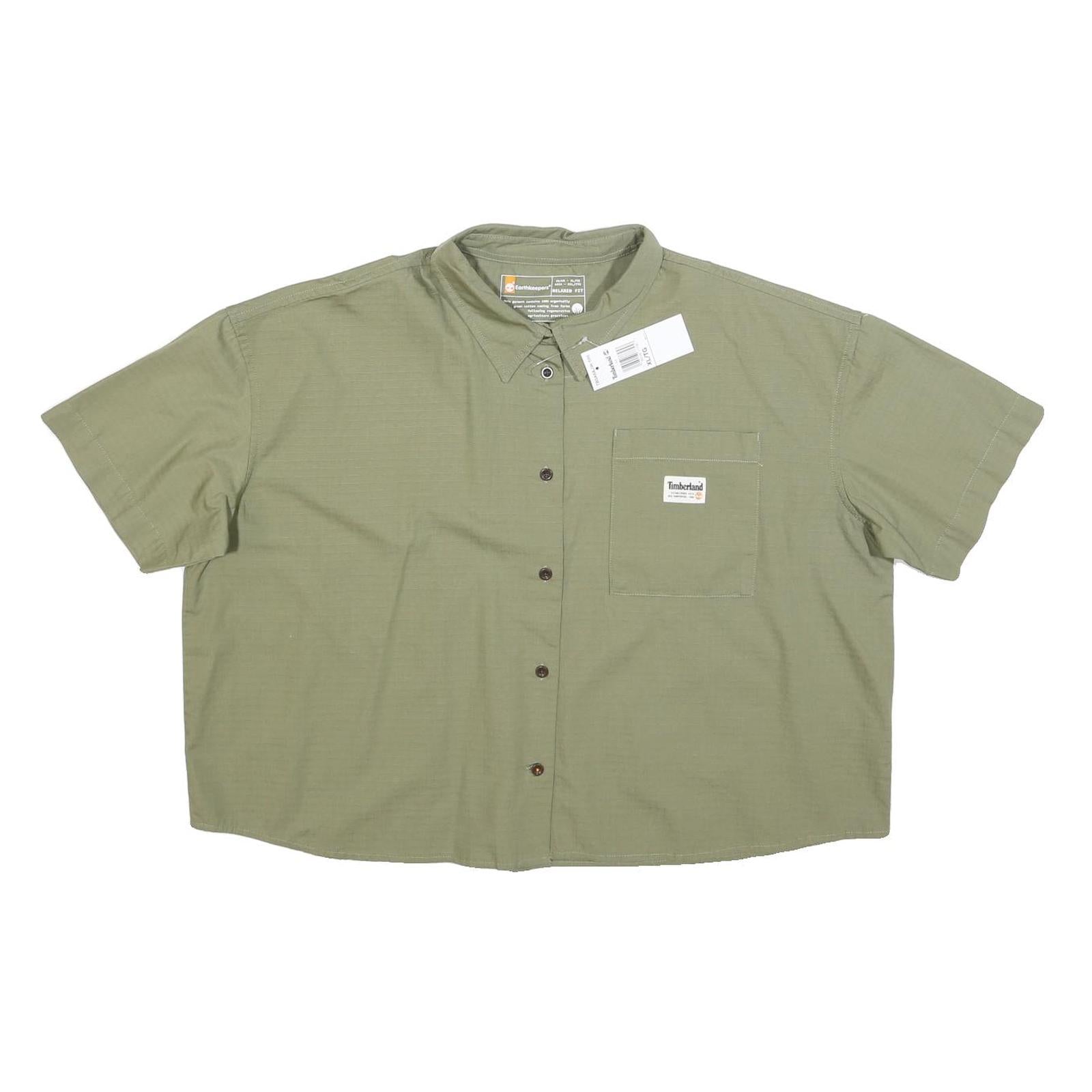 TIMBERLAND Womens Green Short Sleeve Cotton Blend Shirt XL Casual Summer Refurbished - N/A refurbished available on Cerqular