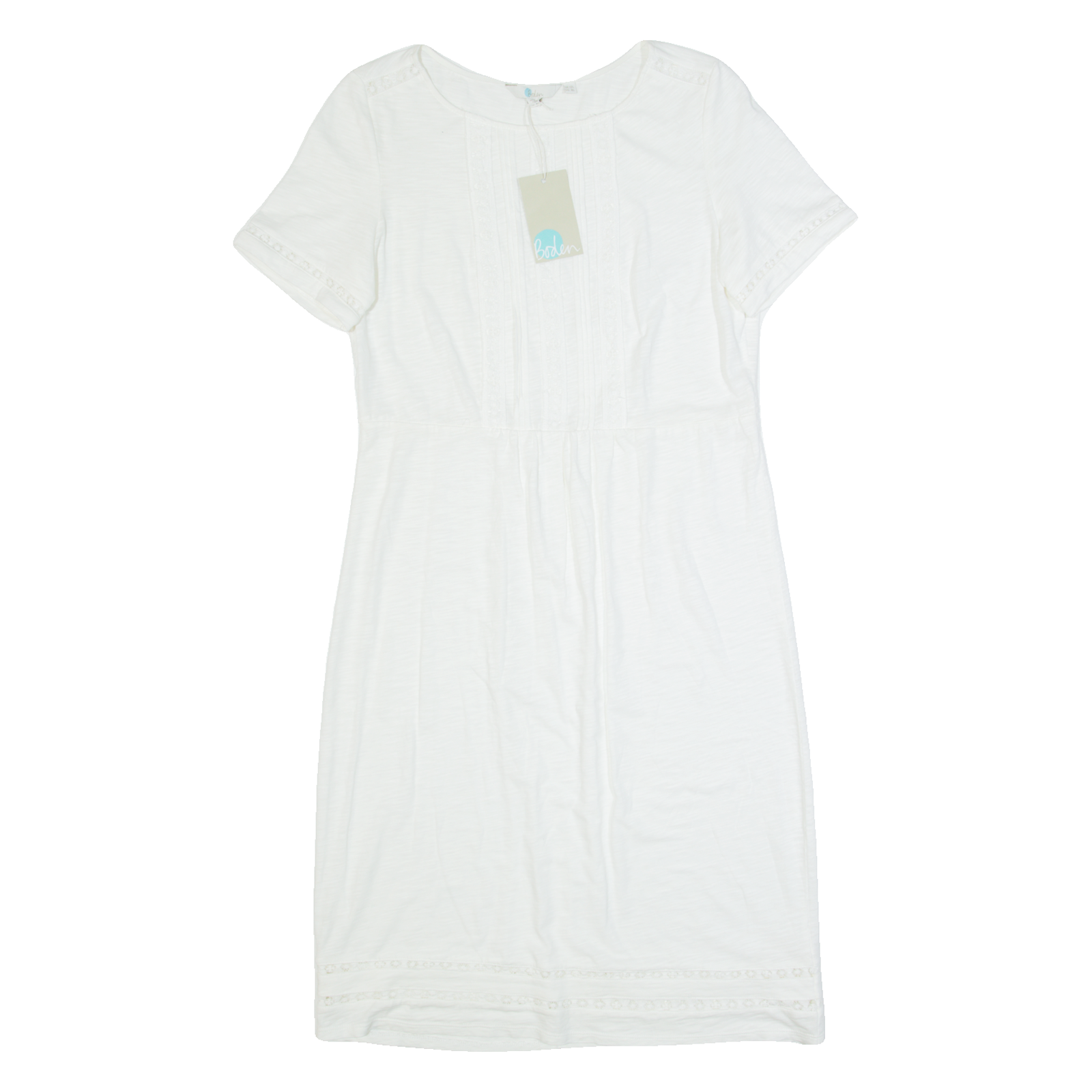 BODEN Womens Day Dress White Short Sleeve Knee Length UK 12 Refurbished - N/A refurbished available on Cerqular