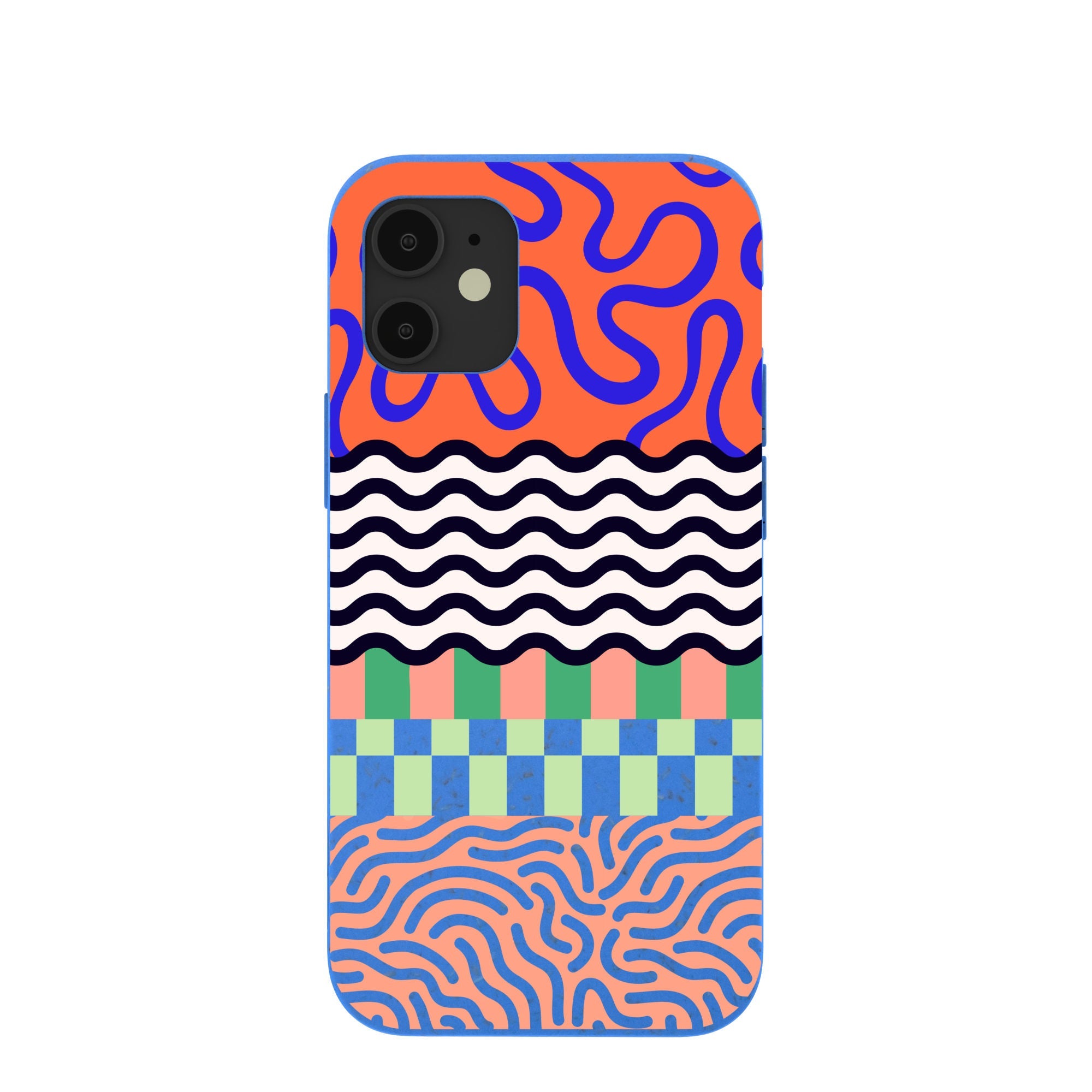 Electric Blue Tangerine Mix iPhone 12 Mini Case Refurbished - Pela Case refurbished available on Cerqular