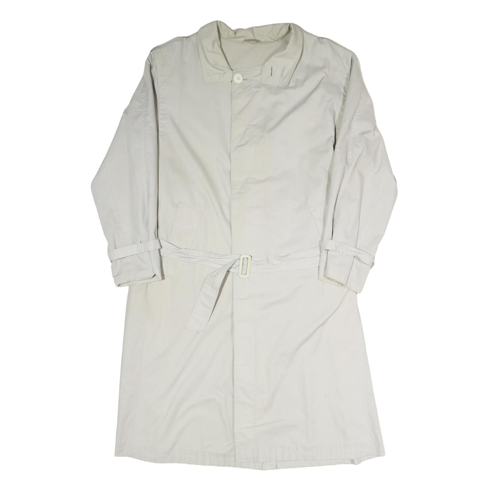 Mens Beige Coat L Polyester Blend Plain Button Closure Long Sleeve Classic Fit Refurbished - N/A refurbished available on Cerqular