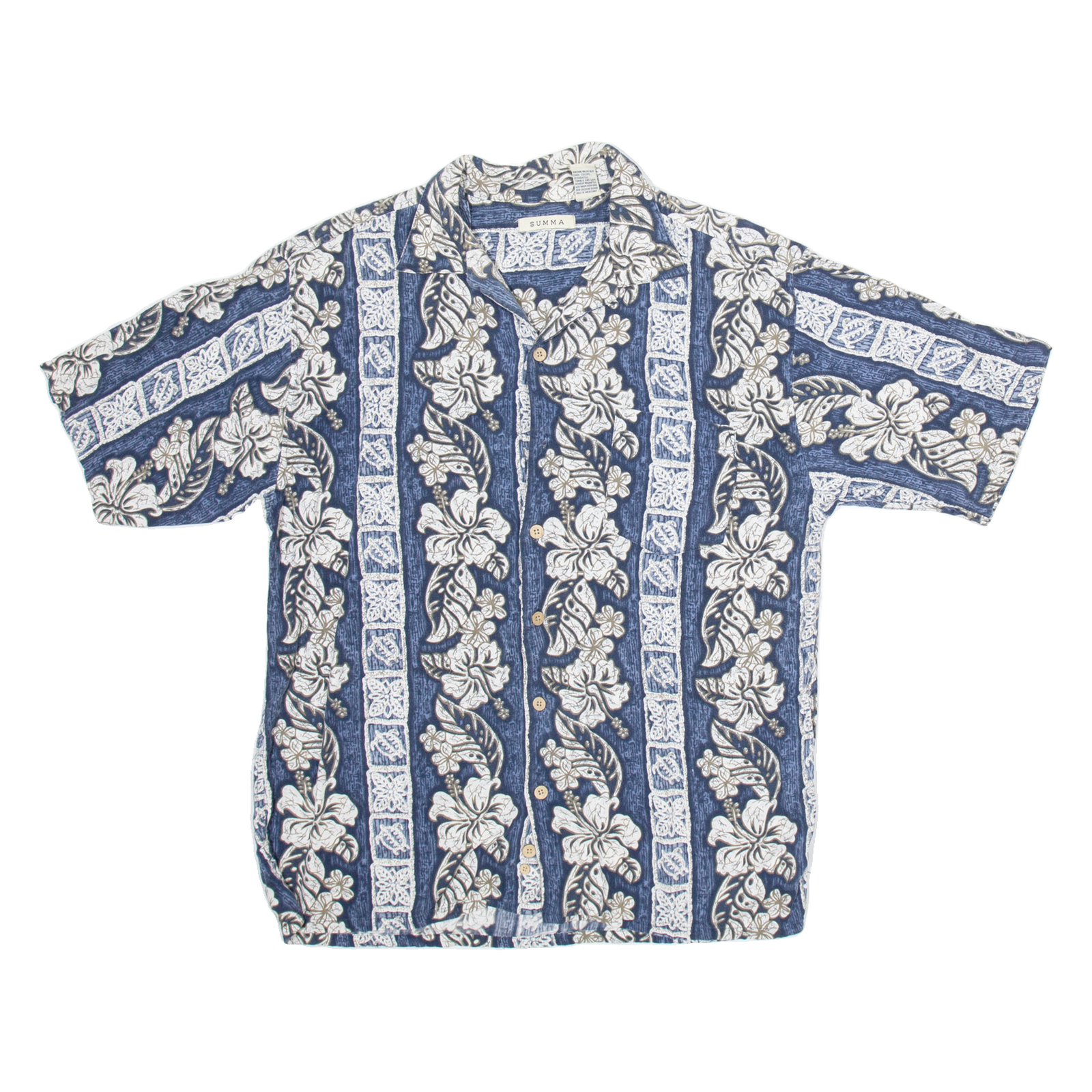 SUMMA Mens Hawaiian Shirt Blue Floral L Refurbished - N/A refurbished available on Cerqular