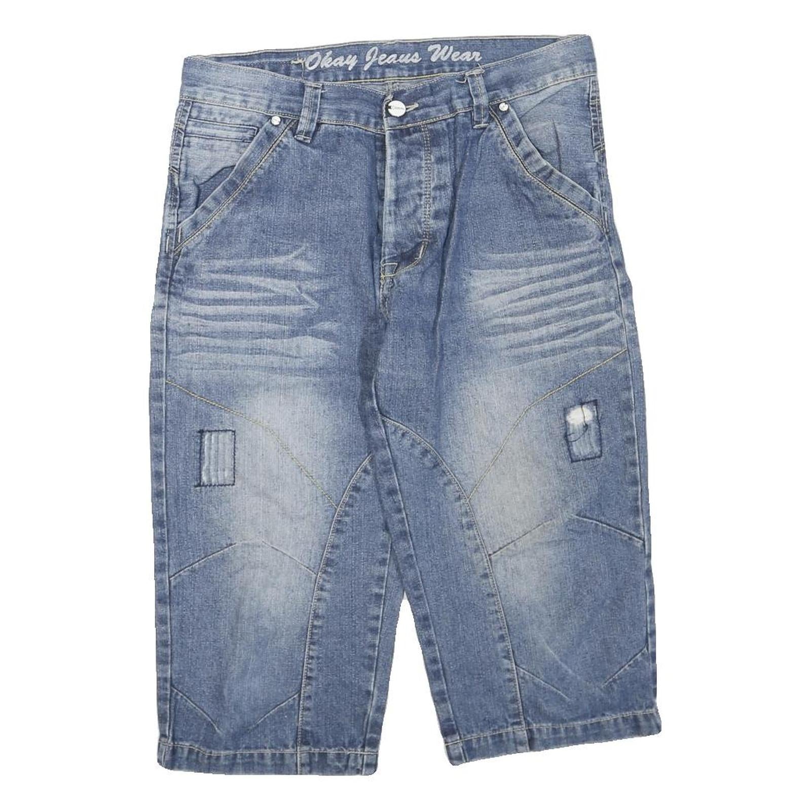 OKAY FASHION WEAR Womens Denim Blue Casual Shorts M W32 Cotton Blend Refurbished - N/A refurbished available on Cerqular