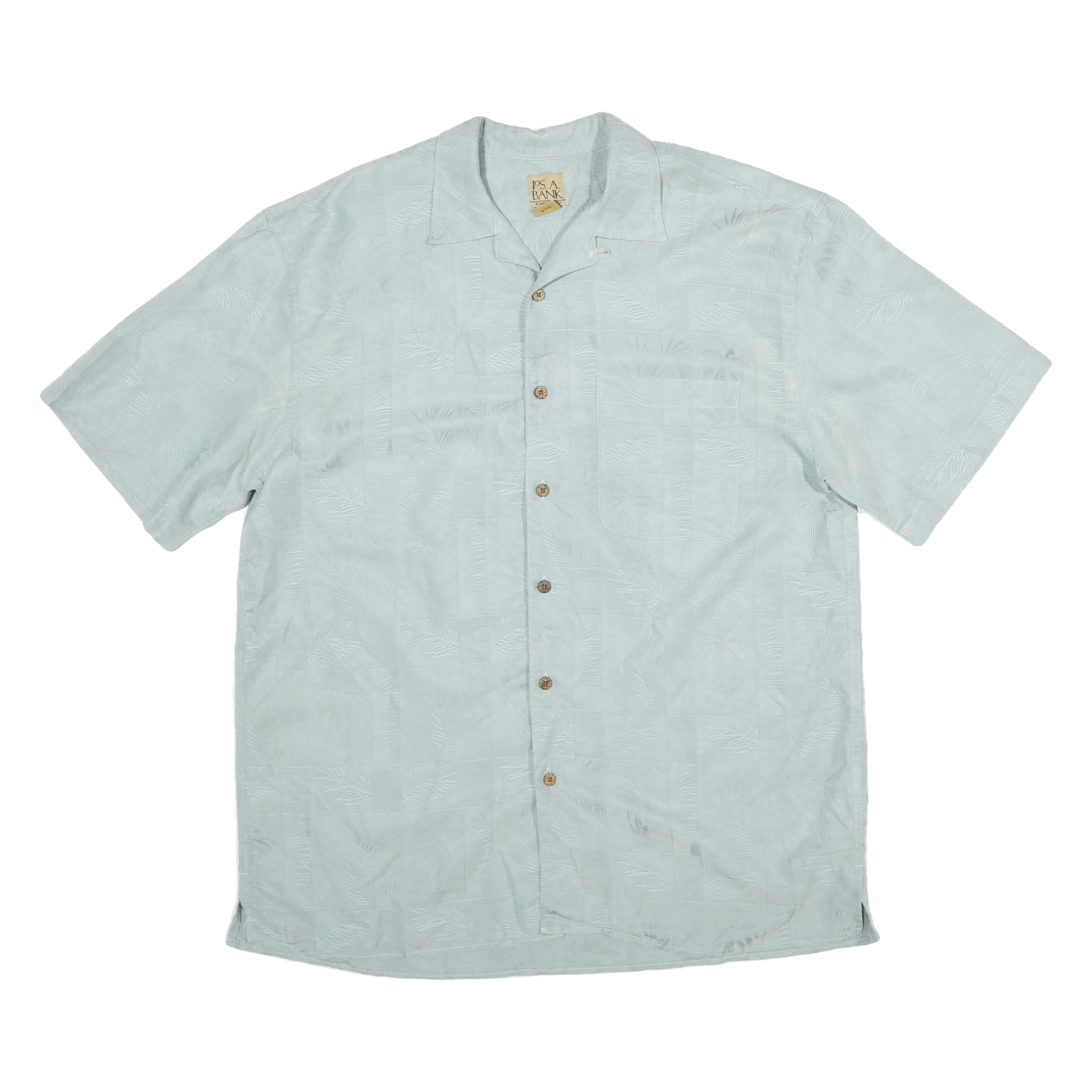 JOS A BANK Mens Light Blue Short Sleeve Button Jacket L Polyester Blend Plain Refurbished - N/A refurbished available on Cerqular