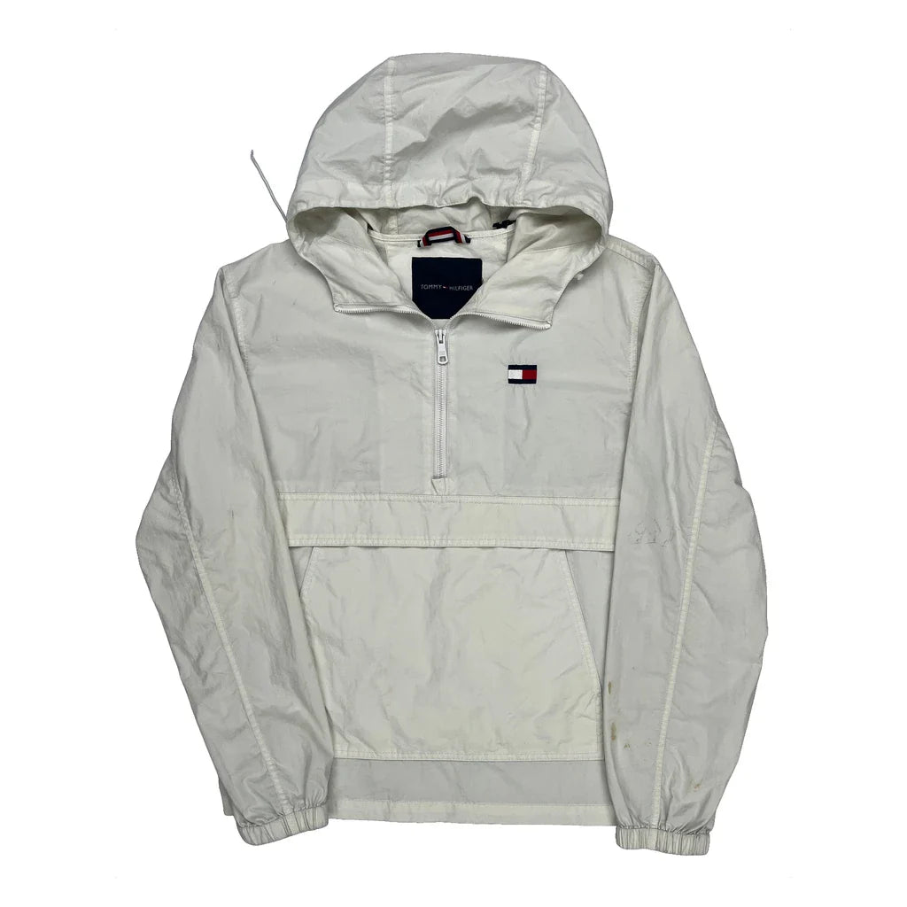 Tommy Hilfiger Anorak - Medium Cream Polyester Refurbished - Thrifted (note: this is a term often used to describe second- refurbished available on Cerqular
