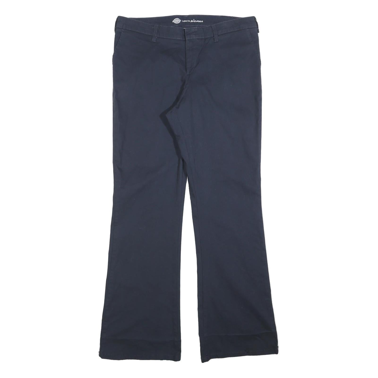 DICKIES Womens Cotton Blend Navy Slim Flared Trousers W34 L34 Classic Workwear Refurbished - N/A refurbished available on Cerqular