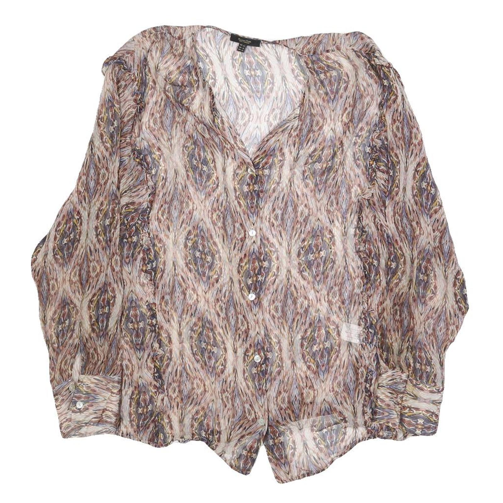 MASSIMO DUTTI Womens Printed Blouse Long Sleeve V-Neck L Lightweight Refurbished - N/A refurbished available on Cerqular